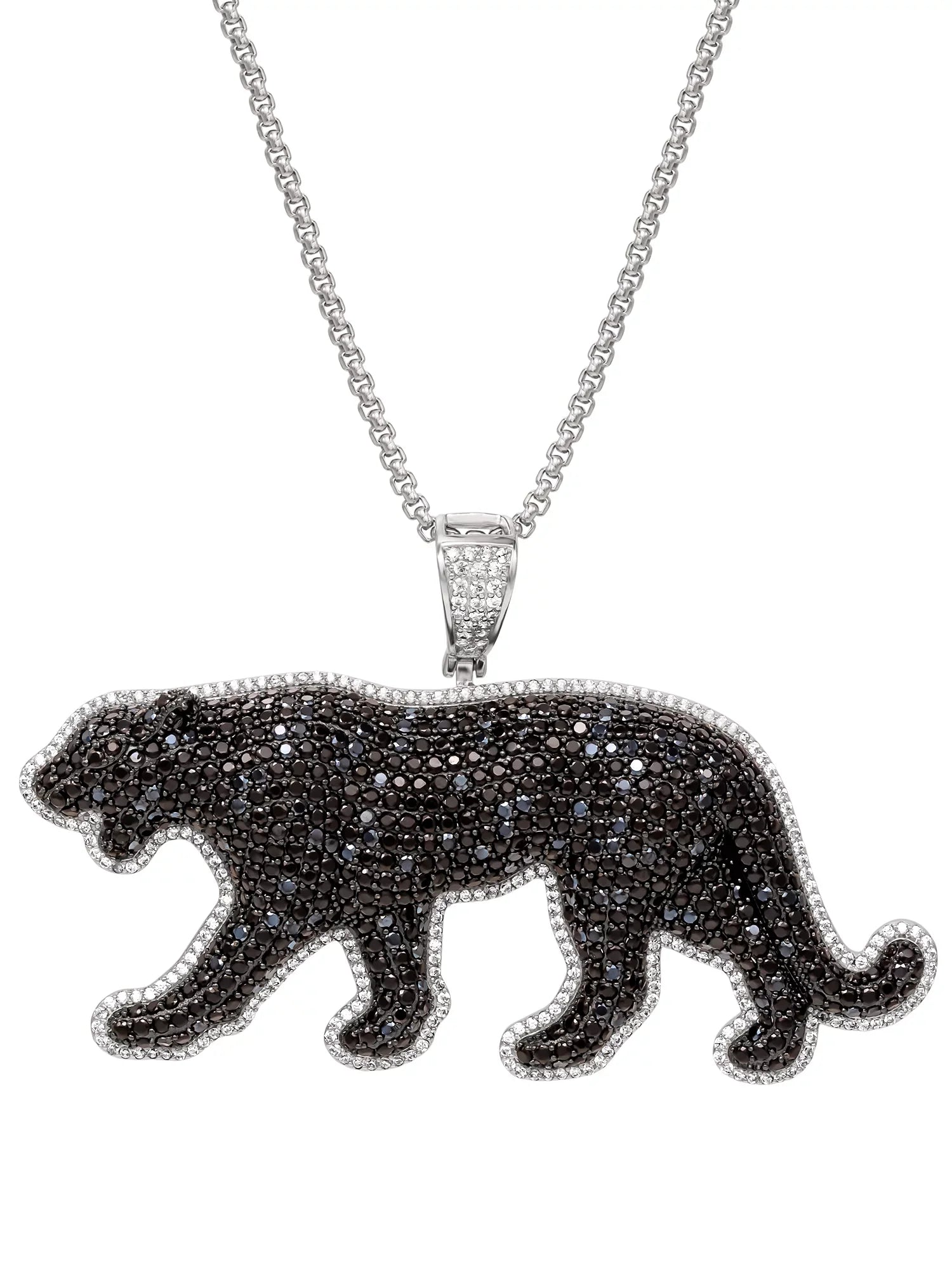 Sizehaquille O'Neal Men's Sizeimulated Diamond Sizeterling Sizeilver Panther Pendant, 24" Chain