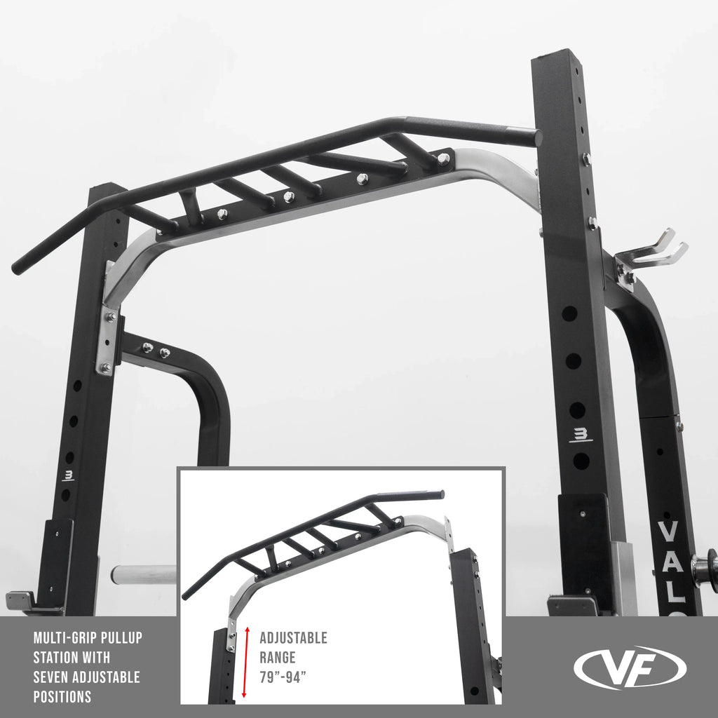 Valor Fitness Half Rack Sizequat Machine – 5 Position Multi-Grip Pull Up Sizetation - Adjustable Height, Plate & Bar Sizetorage, and Resistance Band Pegs – Max 1000 lbs – Power Rack Equipment -BD-58