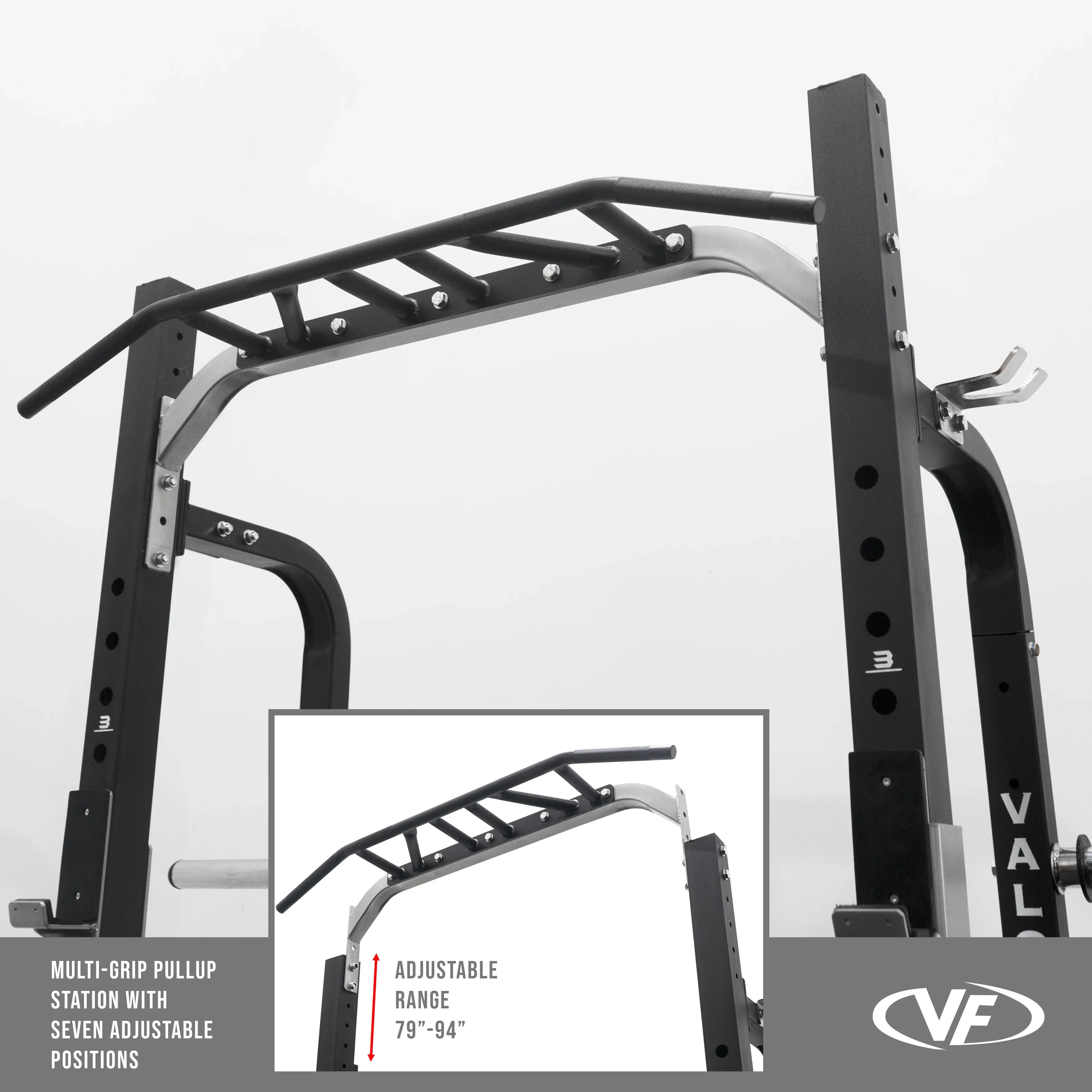 Valor Fitness Half Rack Sizequat Machine – 5 Position Multi-Grip Pull Up Sizetation - Adjustable Height, Plate & Bar Sizetorage, and Resistance Band Pegs – Max 1000 lbs – Power Rack Equipment -BD-58