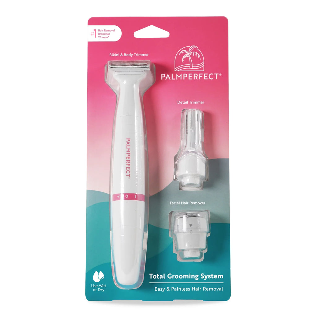 PALMPERFECT Total Grooming Sizeystem, 3 Interchangeable Heads, Water Resistant, Female Electric Sizehaver