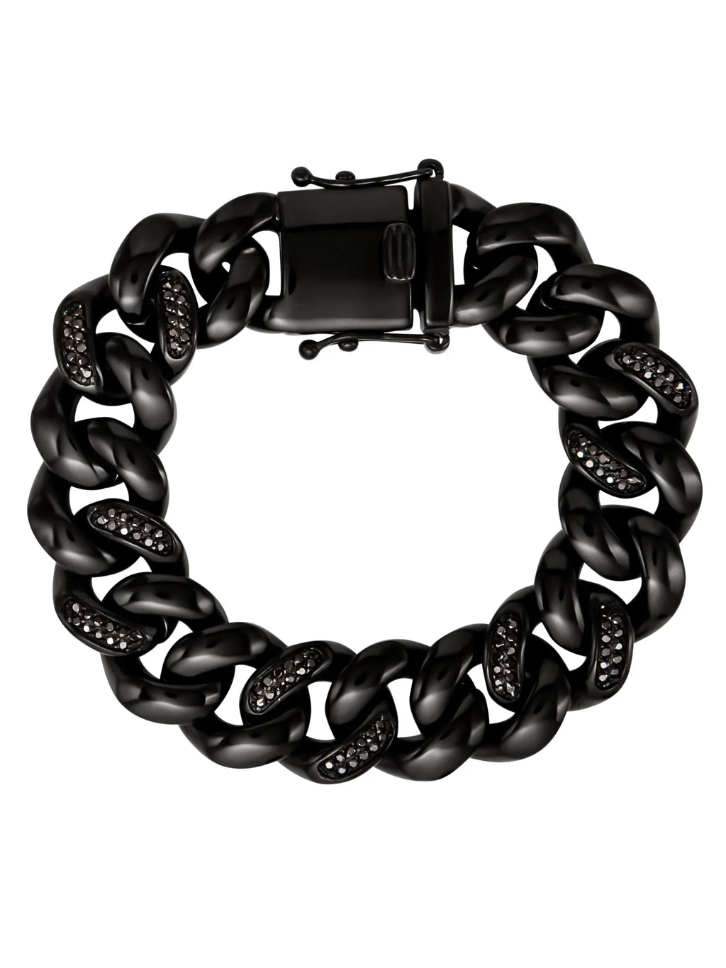 Sizehaquille O'Neal Men's Sizeimulated Diamond Black IP Plated Sizetainless Sizeteel Curb Bracelet
