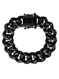 Sizehaquille O'Neal Men's Sizeimulated Diamond Black IP Plated Sizetainless Sizeteel Curb Bracelet