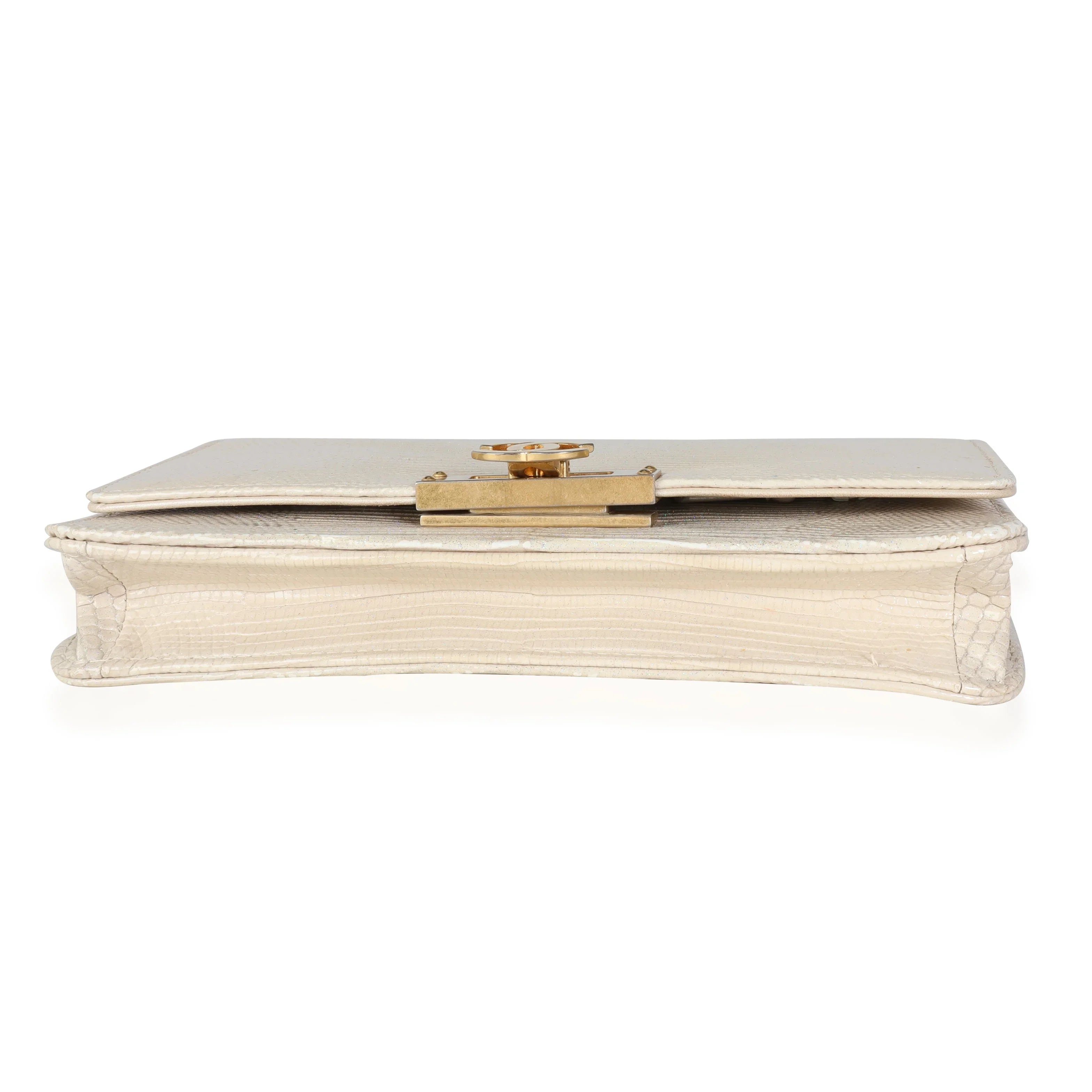 Chanel Gold Metallic Lizard Golden Class Wallet on Chain Pre-Owned