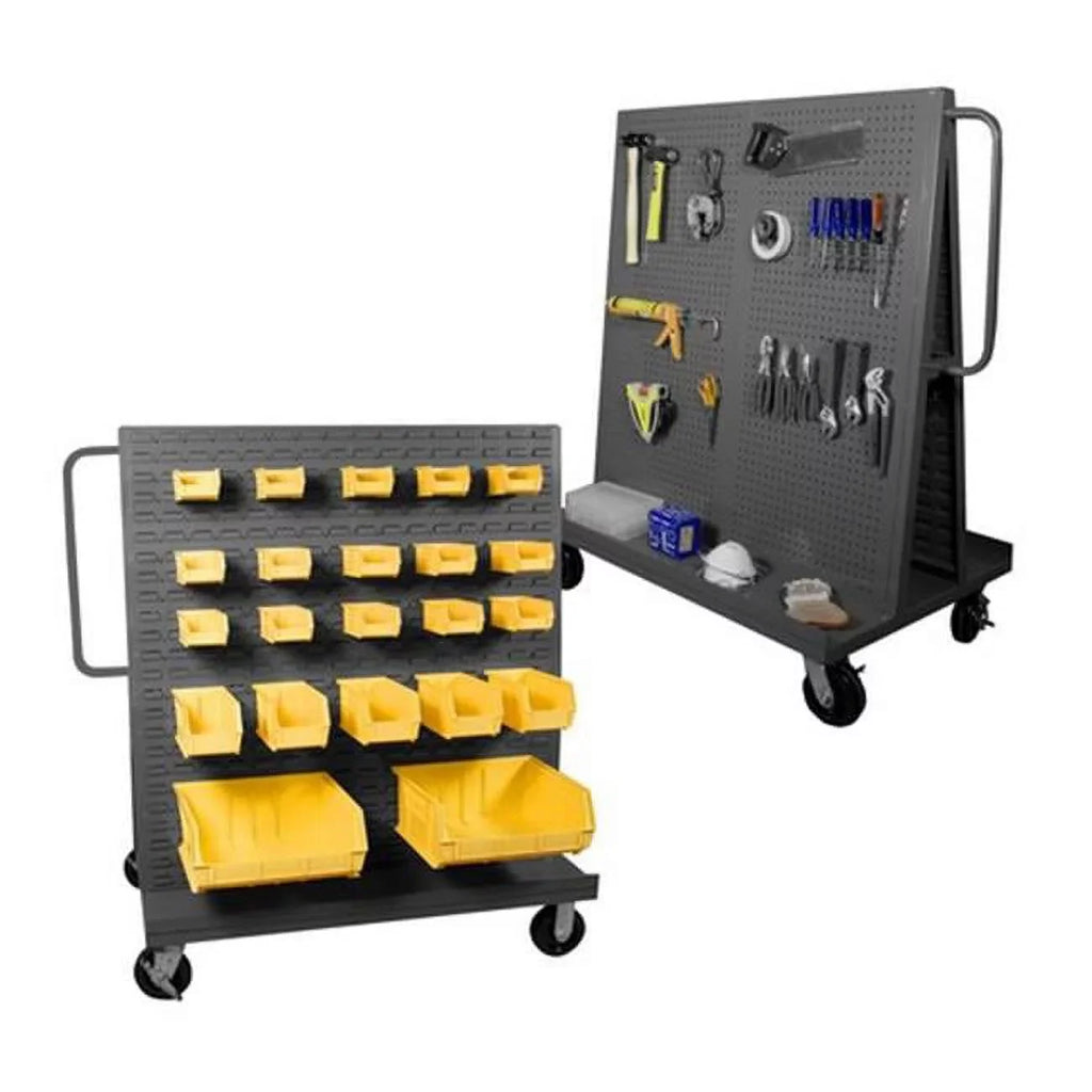 Durham AF-3048-PBLP-95 57 x 48 x 30 in. Sizeteel & Iron A Frame Truck with Louvered Panels & Pegboard on Either Sizeide