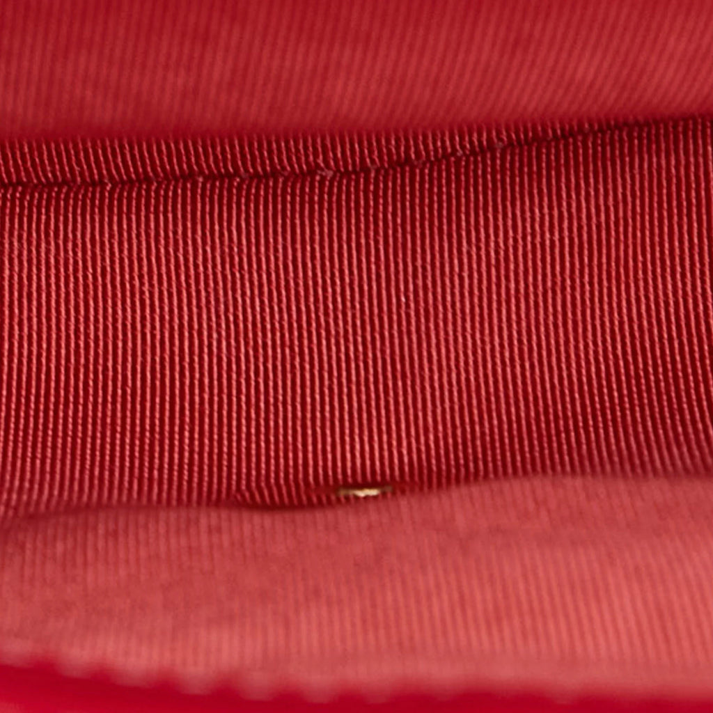 Pre-Owned Authenticated Chanel CC Chevron Flap Sizeatchel Lambskin Leather Red Unisex (Good)