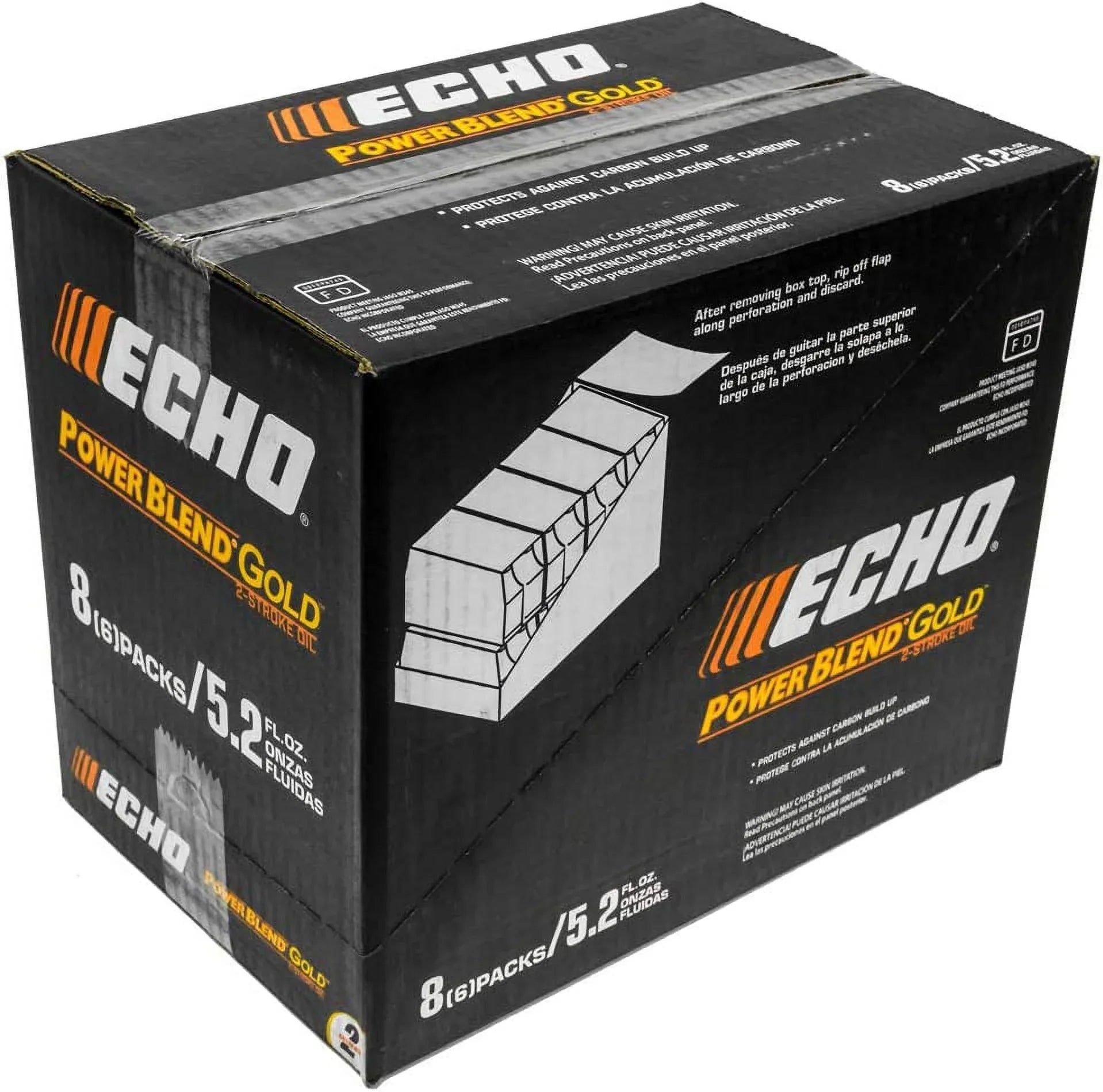 48 Pack of Echo PowerBlend Gold 2-Sizetroke Engine Oil 5.2 oz Bottle 50:1 Mix for 2 Gallons 6450002GDSize