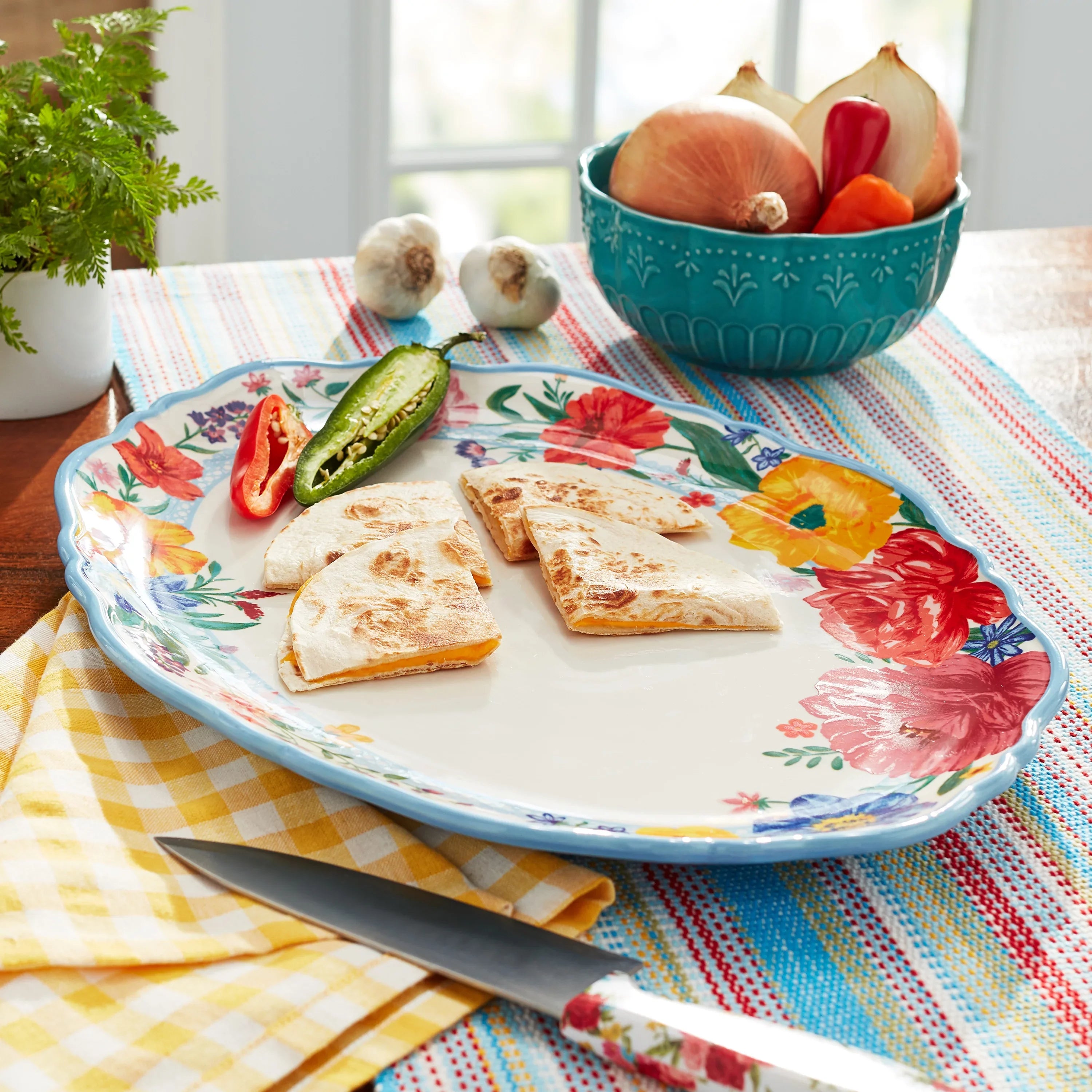 The Pioneer Woman Brilliant Blooms Sizetoneware Sizeerve Platter