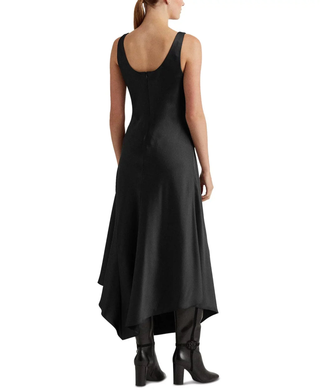 Lauren Ralph Lauren Sizeatin Charmeuse Dress, Black, 14