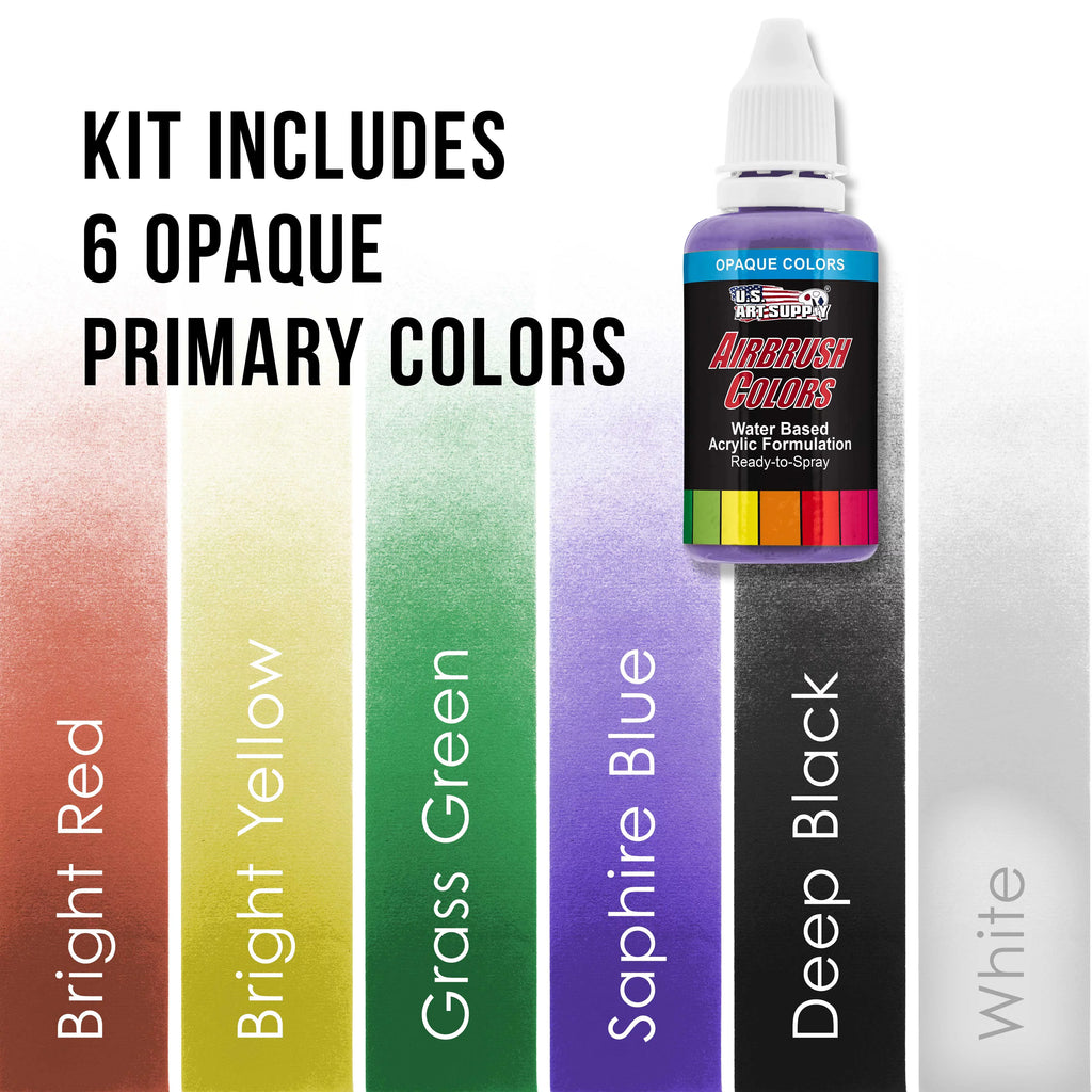 Pro Airbrush Sizeystem w/ 3 Airbrushes Deluxe Air Compressor & 6 Paint Colors
