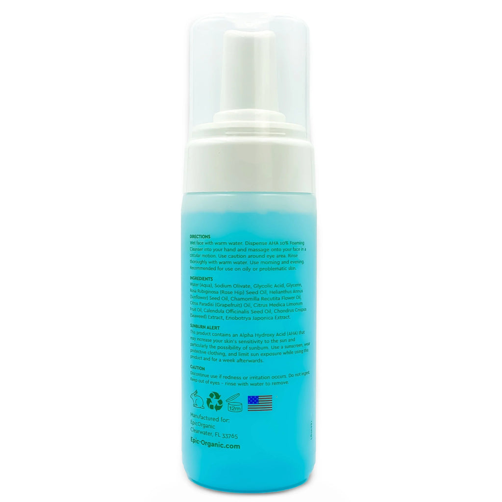 Epic Organic Aha Pillowing Facial Cleanser (4.1 oz) with 10% Glycolic Acid