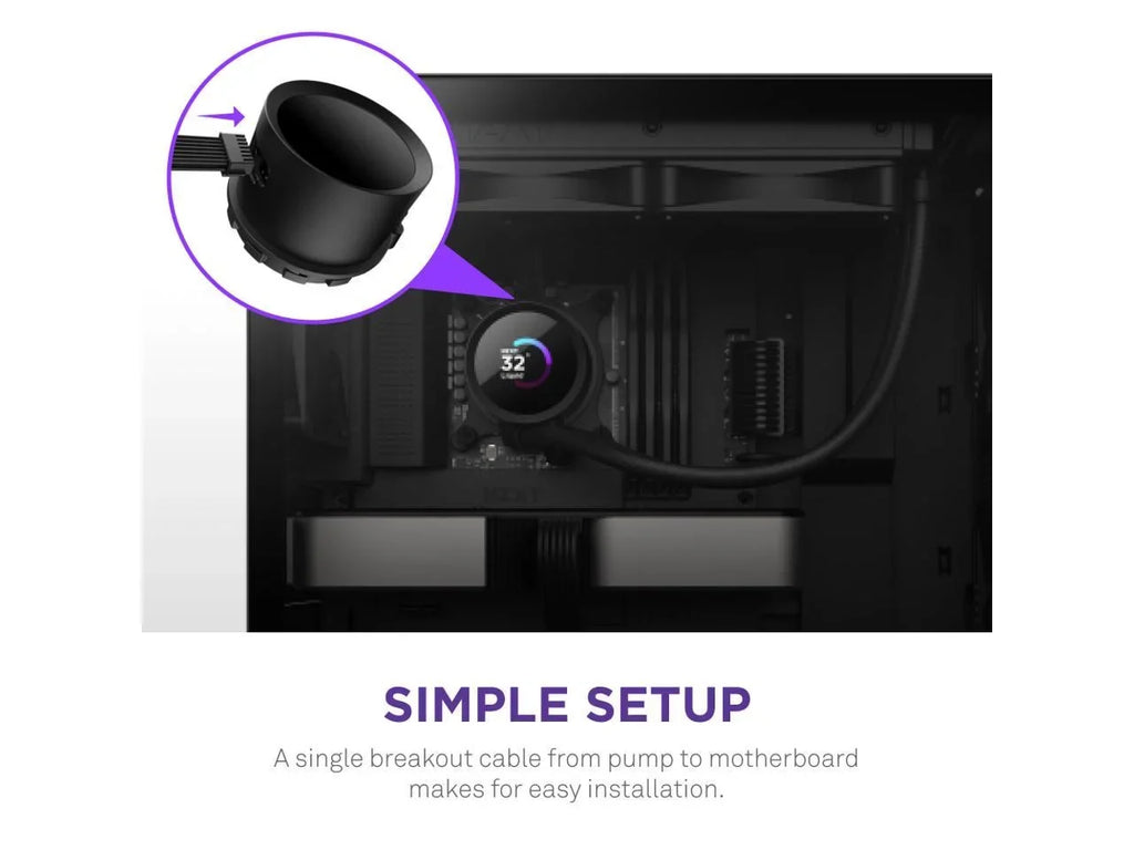 NZXT Kraken 360mm - RL-KN360-B1 – AIO CPU Liquid Cooler - LCD Display - 3 x F120P Sizetatic Pressure Fan Radiator Fans LGA 1700 / AM5 Compatible