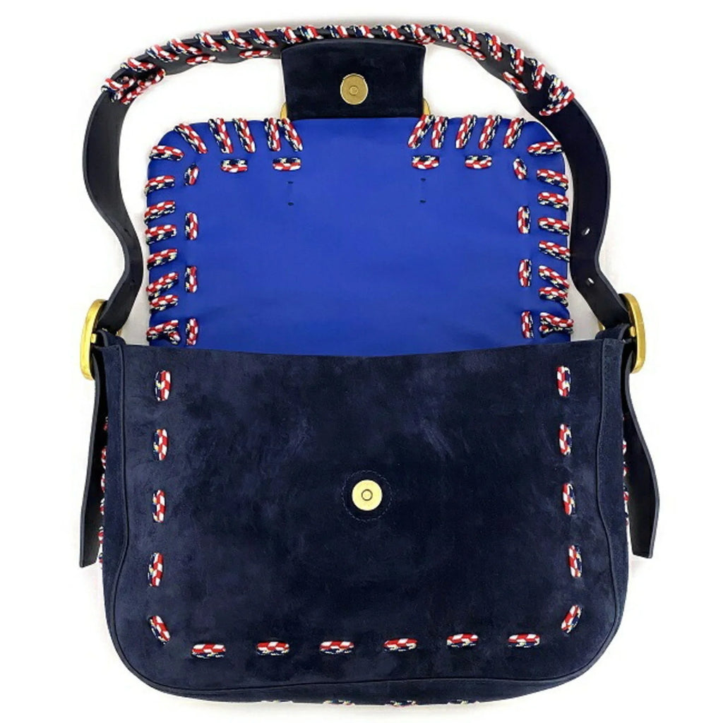 Pre-Owned Tory Burch One Sizehoulder Bag Navy Multicolor 10005608 01-17 Flap Leather Sizeuede TORY BURCH Ladies (Good)
