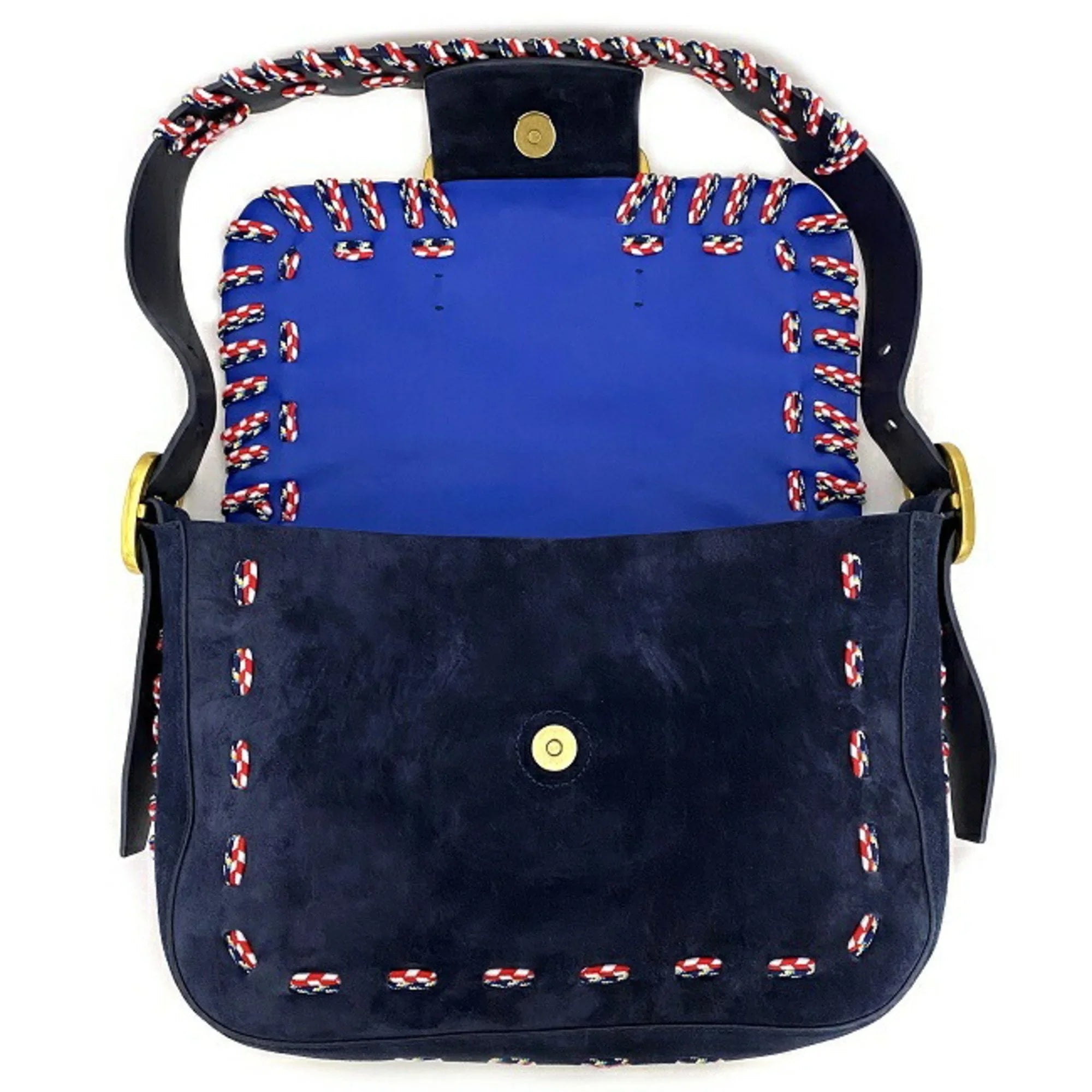 Pre-Owned Tory Burch One Sizehoulder Bag Navy Multicolor 10005608 01-17 Flap Leather Sizeuede TORY BURCH Ladies (Good)