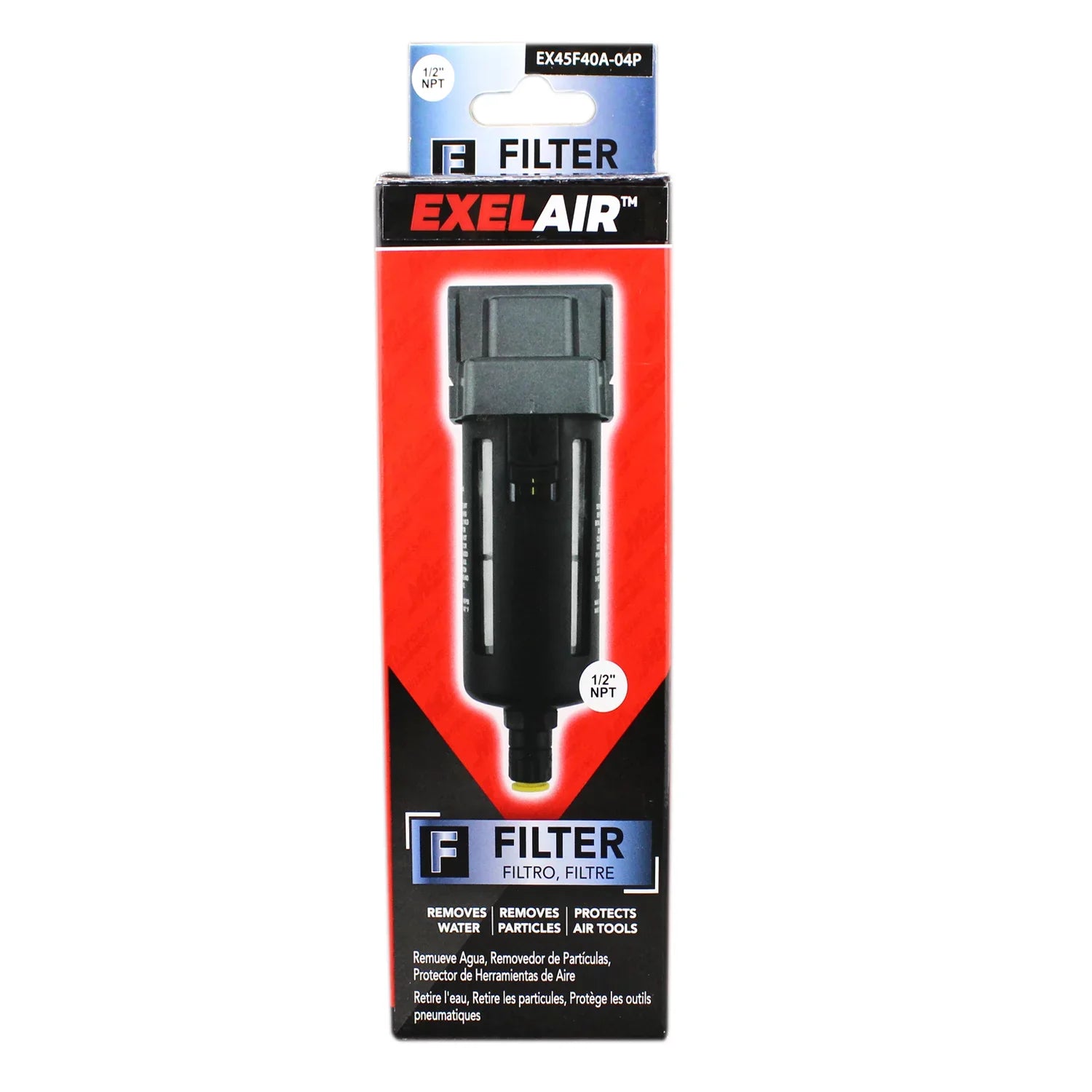 EXELAIR™ by Milton FRL Air Filter - 1/2" NPT - Polycarbonate Bowl, Automatic Float/Overnight (EX45F40A-04P)