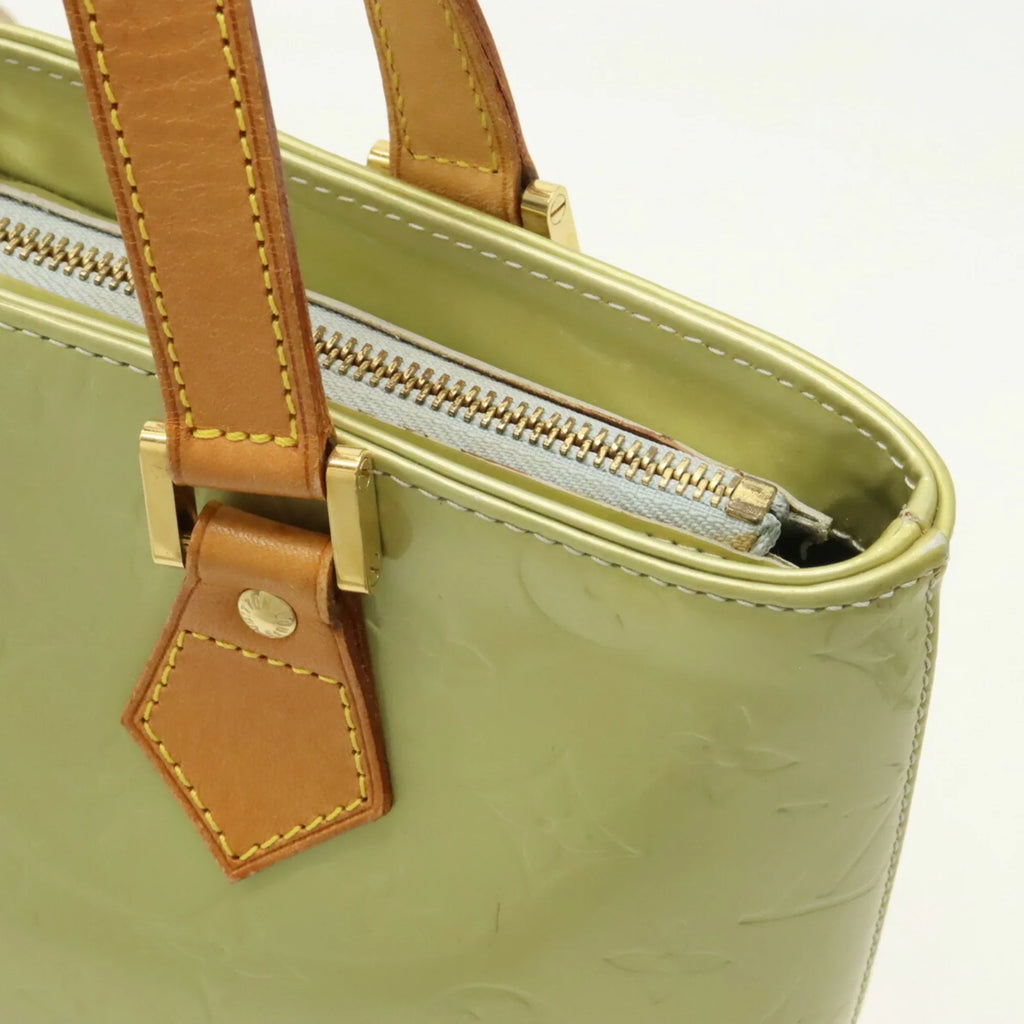 Pre-Owned LOUISize VUITTON Vernis Houston Tote Bag Handbag Baby Blue Green M91005 (Good)