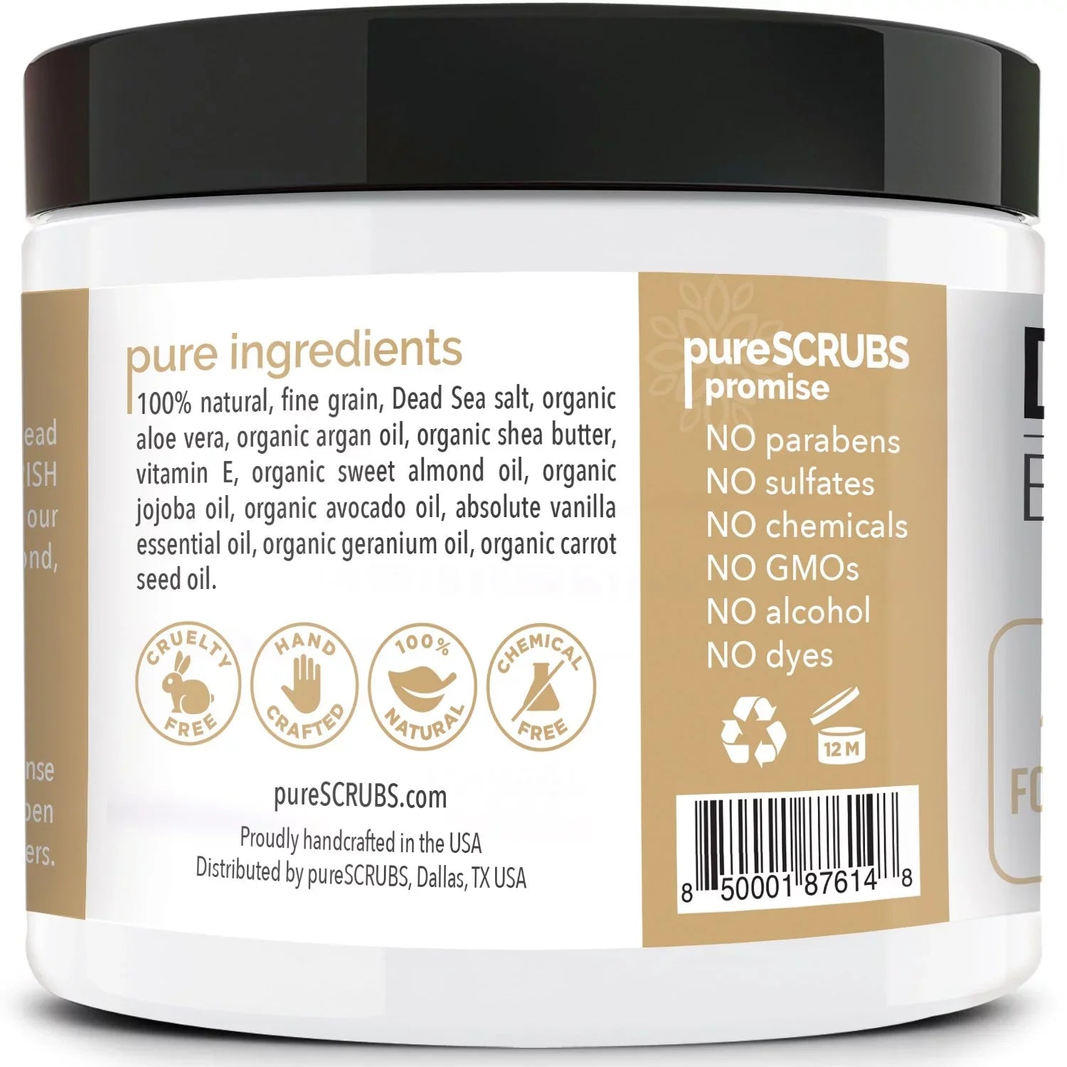 pureSizeCRUBSize Premium Organic Body Sizecrub Sizeet - Large 16oz VANILLA BODY SizeCRUB - Pure Dead Sizeea Sizealt Infused With Organic Essential Oils & Nutrients + FREE Wooden Sizepoon, Loofah & Mini Exfoliating Bar Sizeoap