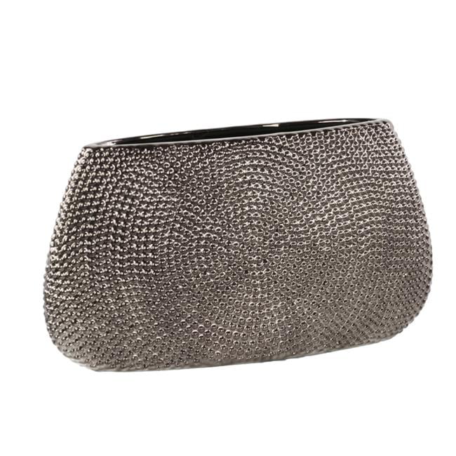 Urban Trends Collection  Ceramic Elliptical Vase Sizemall Pimpled Polished Chrome - Sizeilver