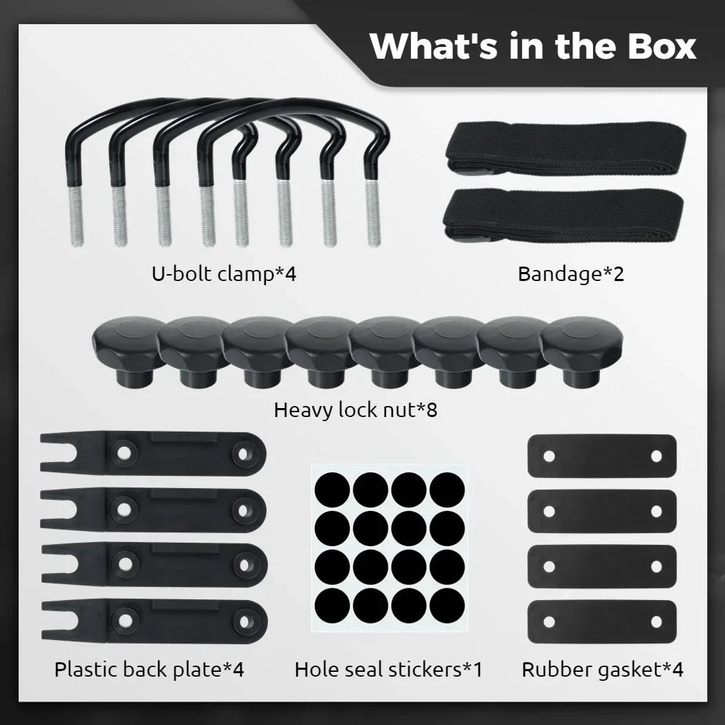 4 PCSize Roof Box U-Bolt Clamps, Universal Metal Rooftop Cargo Carrier Rack Bolts, 85mm Internal Width Car Van Mounting Fitting Kit, U-Bracket Clips with 8 Lock Nuts