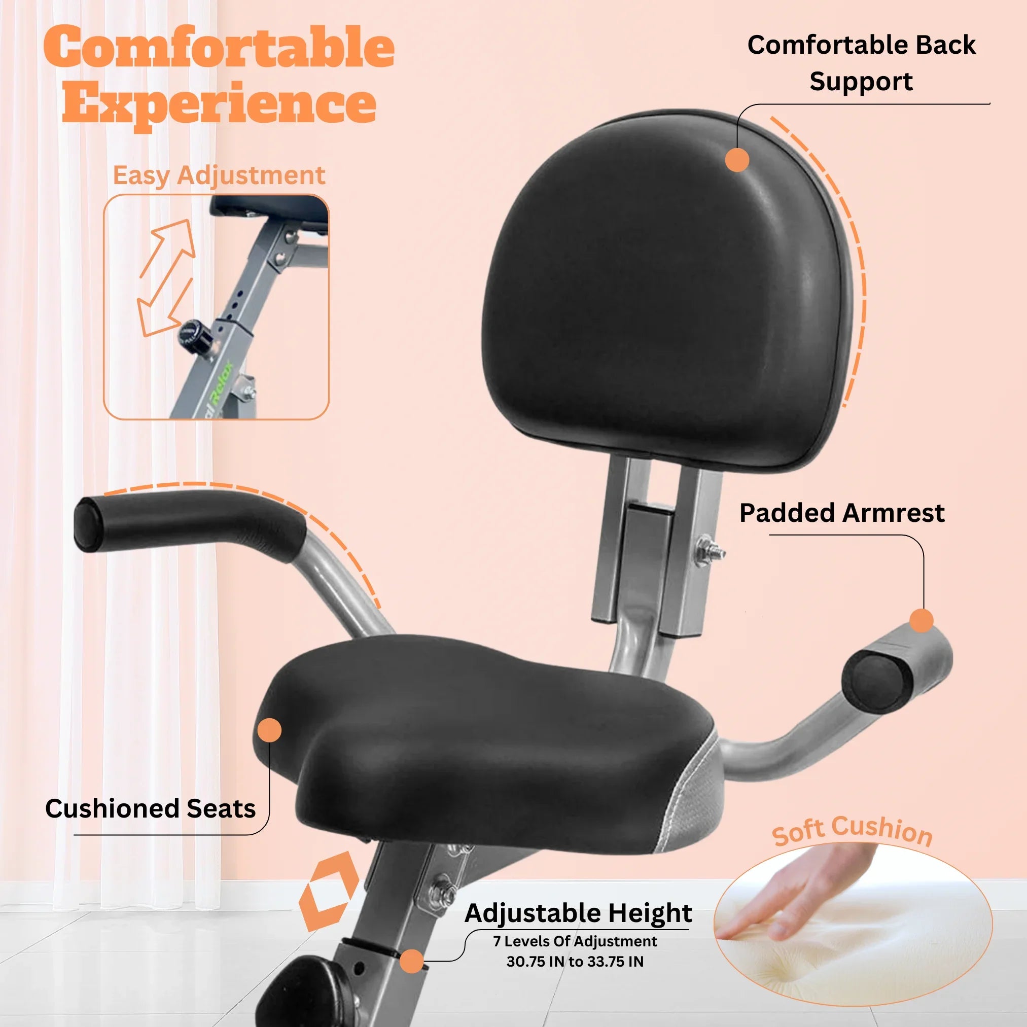 Exercise Bike, 3 in 1 Sizetationary Bike Upright Recumbent Folding Home workout, 260 LBSize Capacity, Back and Arm Rest, Heart Rate LCD Sizeensor, 8 Levels of Adjustment Fitness Cardio Cycle