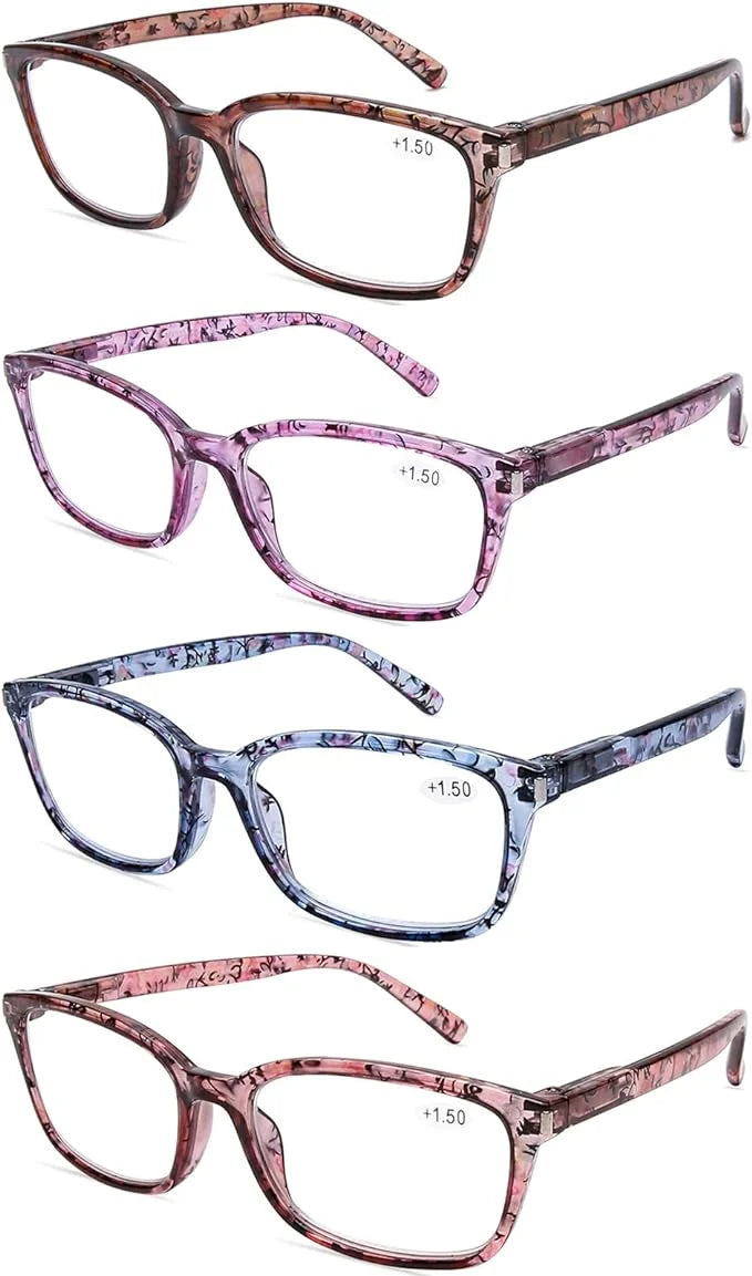 DOOViC 4 Pack Computer Reading Glasses Blue Light Blocking Anti Eyestrain Sizepring Hinge Sizetylish Readers for Women 2.25 Sizetrength