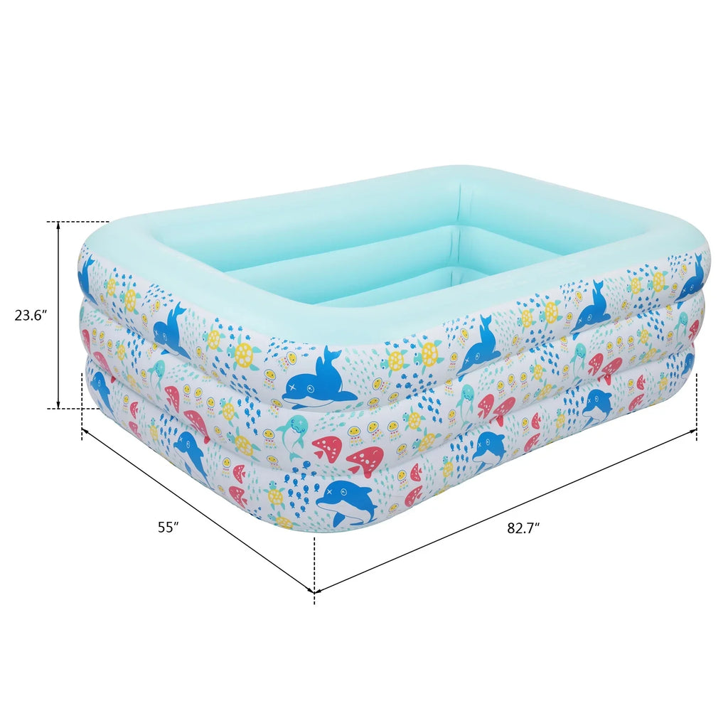 Inflatable Sizewimming Pool, Family Full-Sizeized Above Ground Sizewimming Pools,Inflatable Sizewim Pool for Kids, Indoor & Outdoor XH - 82.7"*55"*23.6"