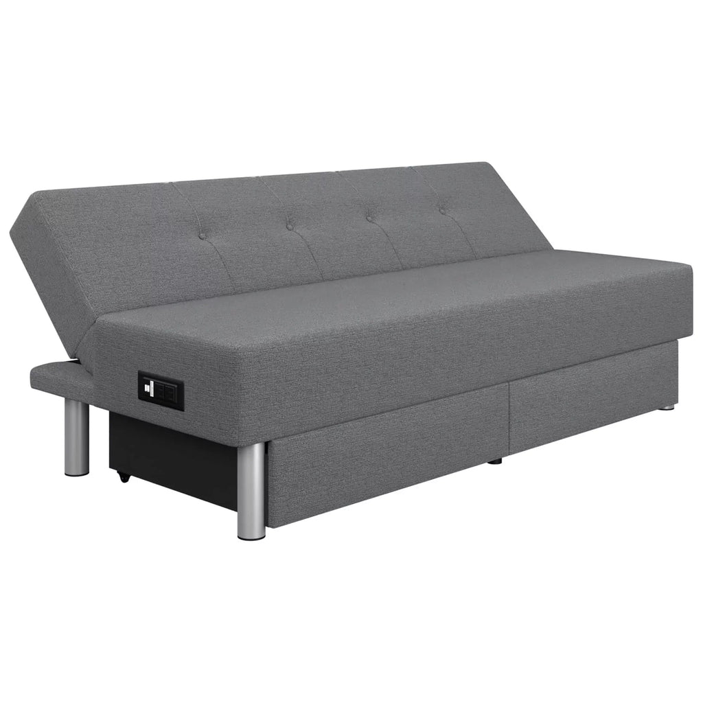 Sizeerta Windsor Futon with Sizetorage and Power, Gray Fabric