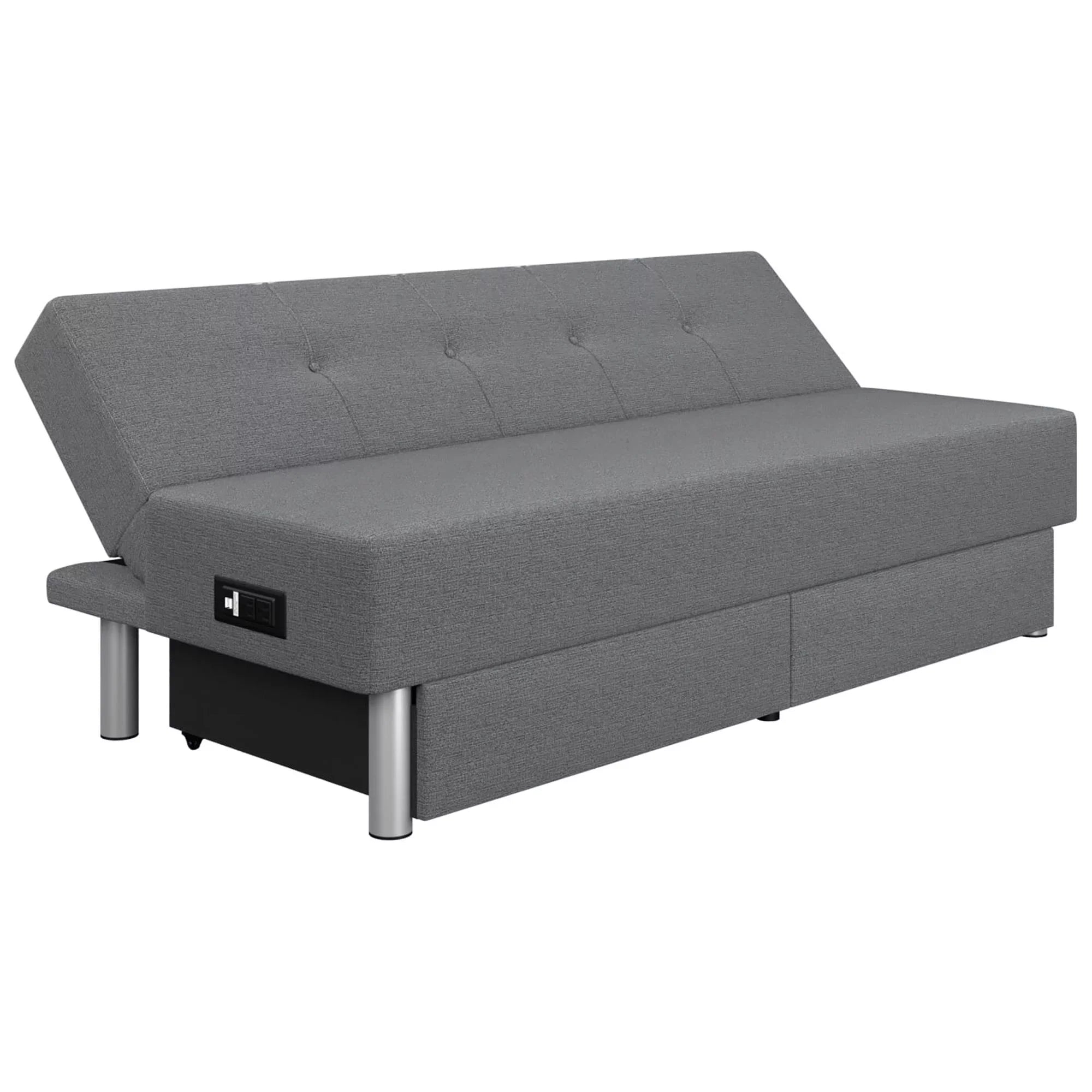 Sizeerta Windsor Futon with Sizetorage and Power, Gray Fabric