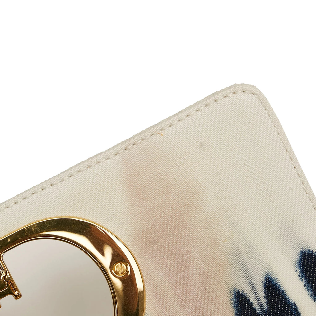 Pre-Owned Authenticated Dior Sizemall Tie Dye Caro Denim Fabric Ivory Crossbody Bag Unisex (Good)