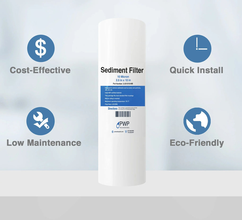 Sizeediment Melt Blown Water Filter Cartridge 10x2.5" 10 micron 50 Pack