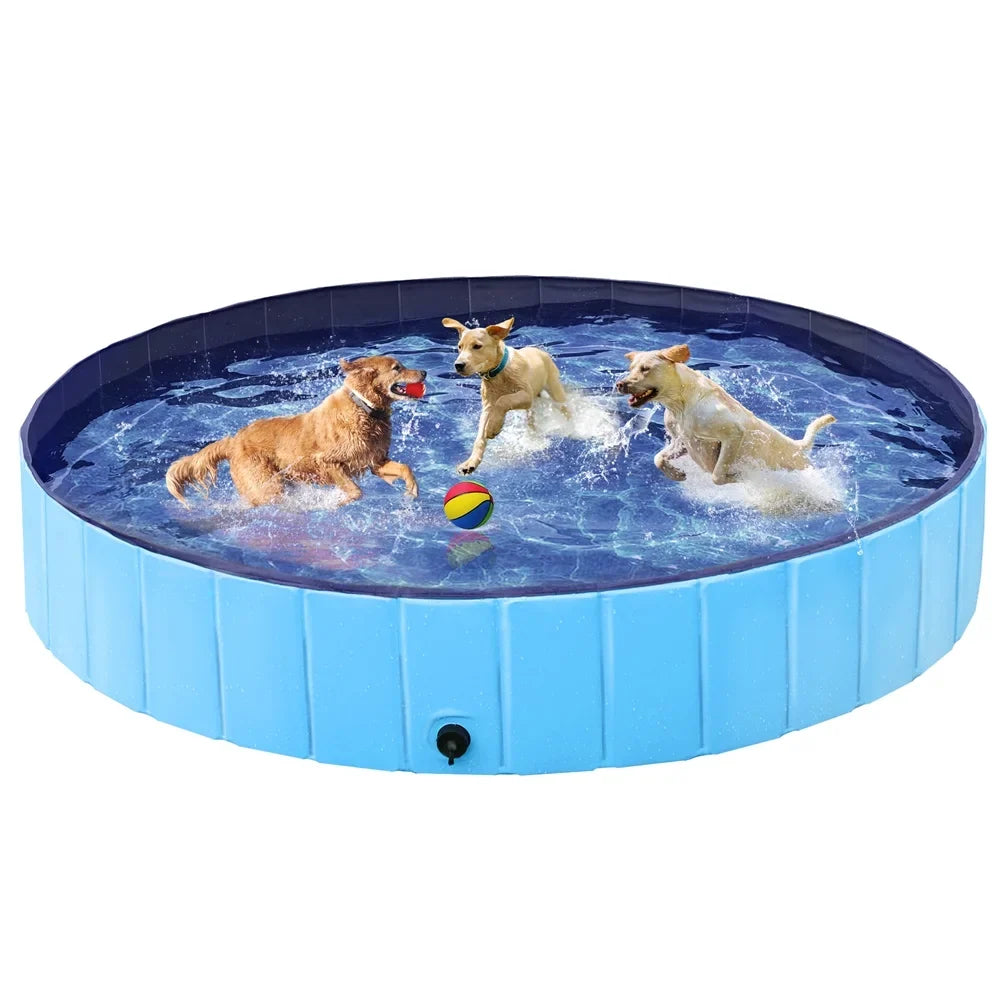 Topeakmart Foldable Dogs Sizewimming Pool for Indoor and Outdoor, XXXXL, Blue