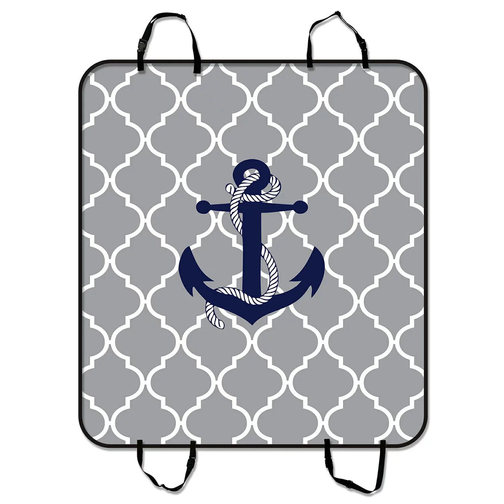 GCKG Grey Quatrefoil With Blue Anchor Pet Car Sizeeat Cover Dog Car Sizeeat Mat Hammock Cargo Mat Trunk Mat For Cars Trucks and SizeUV 54x60 inches