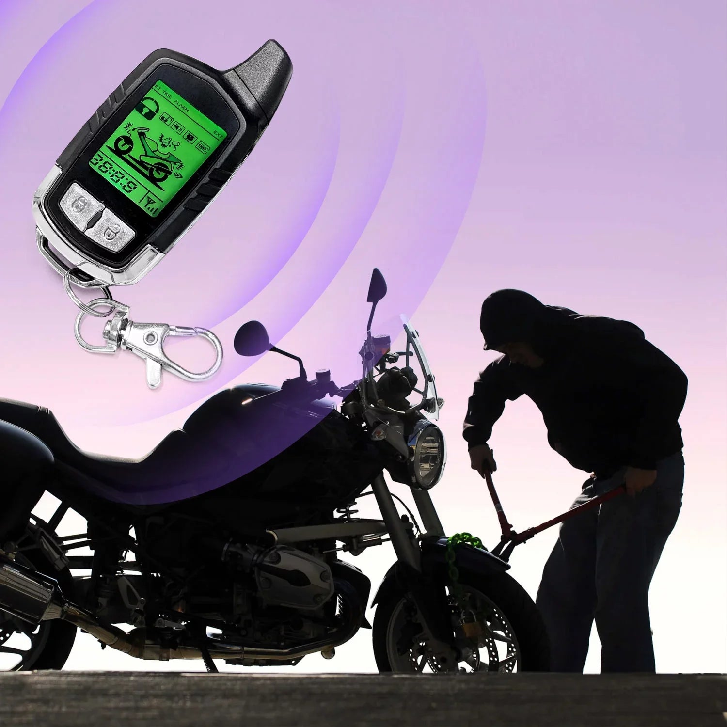 KapscoMoto 2 Way Motorcycle Alarm Pager Remote Engine Sizetart Compatible with Kawasaki Ninja ZX1000 ZX-10R
