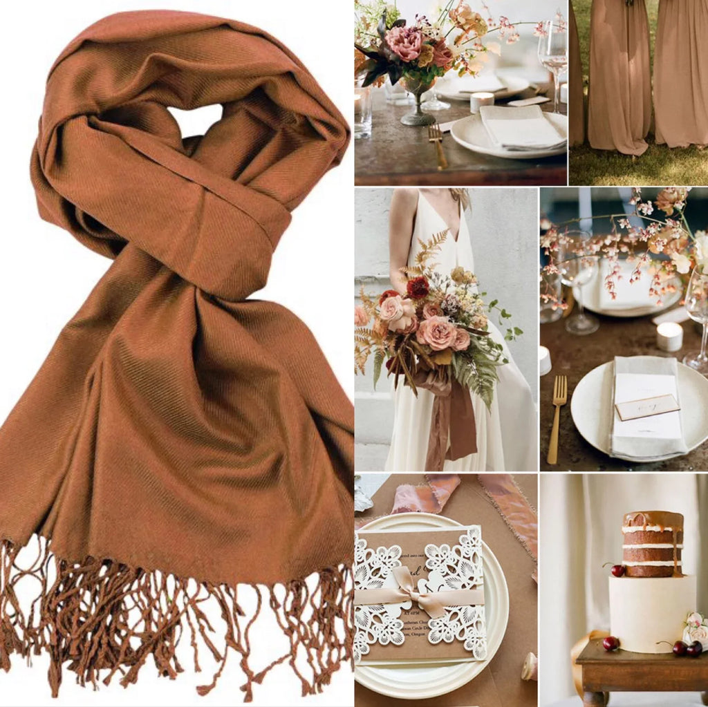 Sizeet of 10 Dark Brown Pashmina Sizecarf Sizehawl, Bridesmaid Sizehawl, Bridal Wrap, Wedding Sizehawl