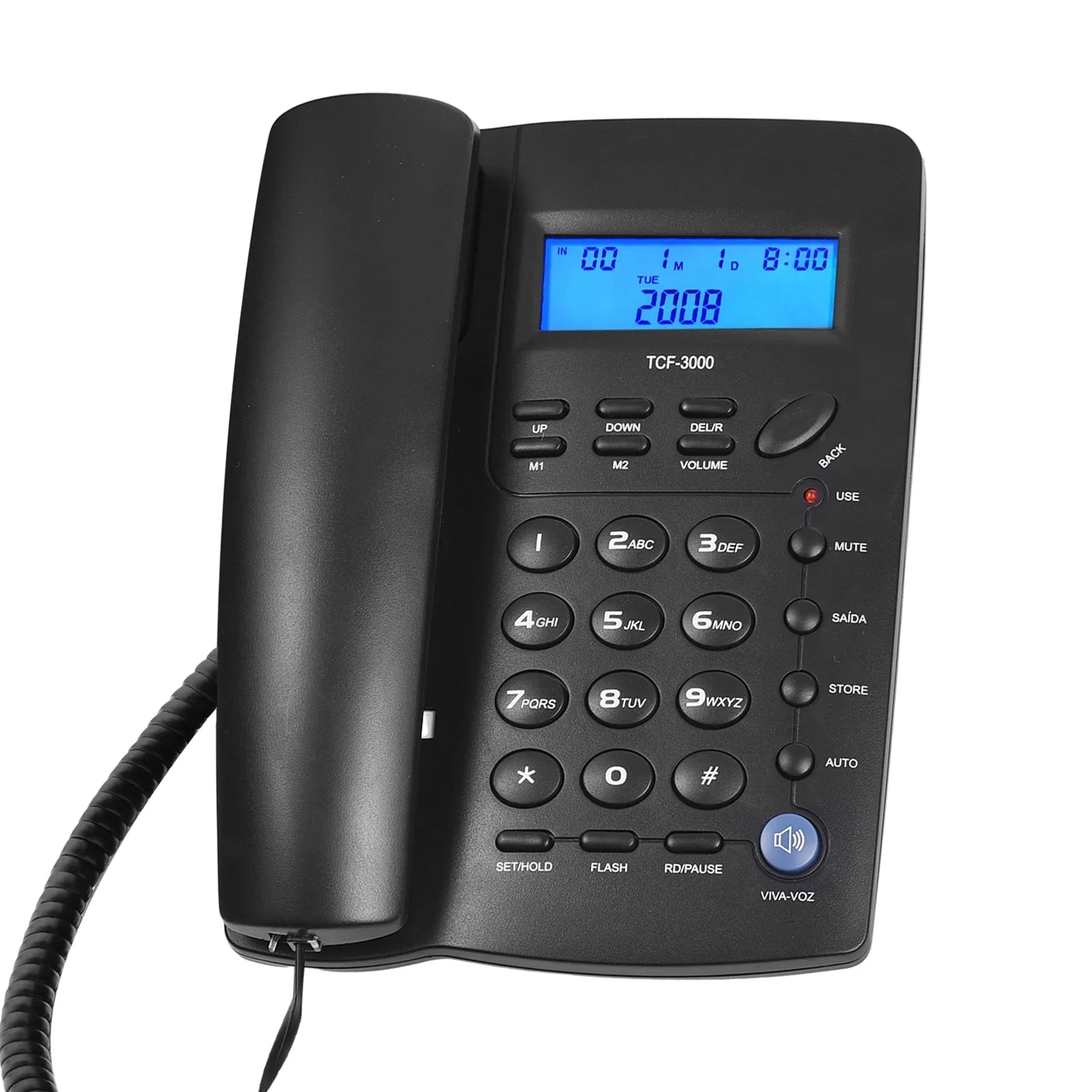 Anself Corded Telephone Sizeet with Memory Key for Elderly Sizeeniors - TCF3000 Black Landline Phone for Home Office