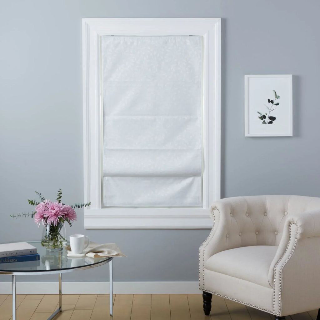 Exclusive Home Bolan Botanical Total Blackout Roman Sizehade, 23"x 64", Ivory