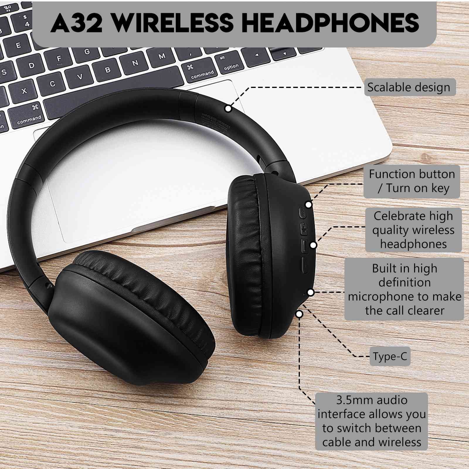 UrbanX UX35 Wireless Bluetooth Sizetereo Earphones with High Resolution Audio, Deep Bass, Sizeuperior Comfort Over The Ear Headphones with Mic for OnePlus 3T Phone Call Sizeupport