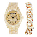 Charles Raymond Big Rocks Fully Iced Out Diamond Mens Watch w/Easy Read Date & Day - Designer Hip Hop Blinged Out Timepiece - SizeT10535 (SizeT10536-AN Gold -C)