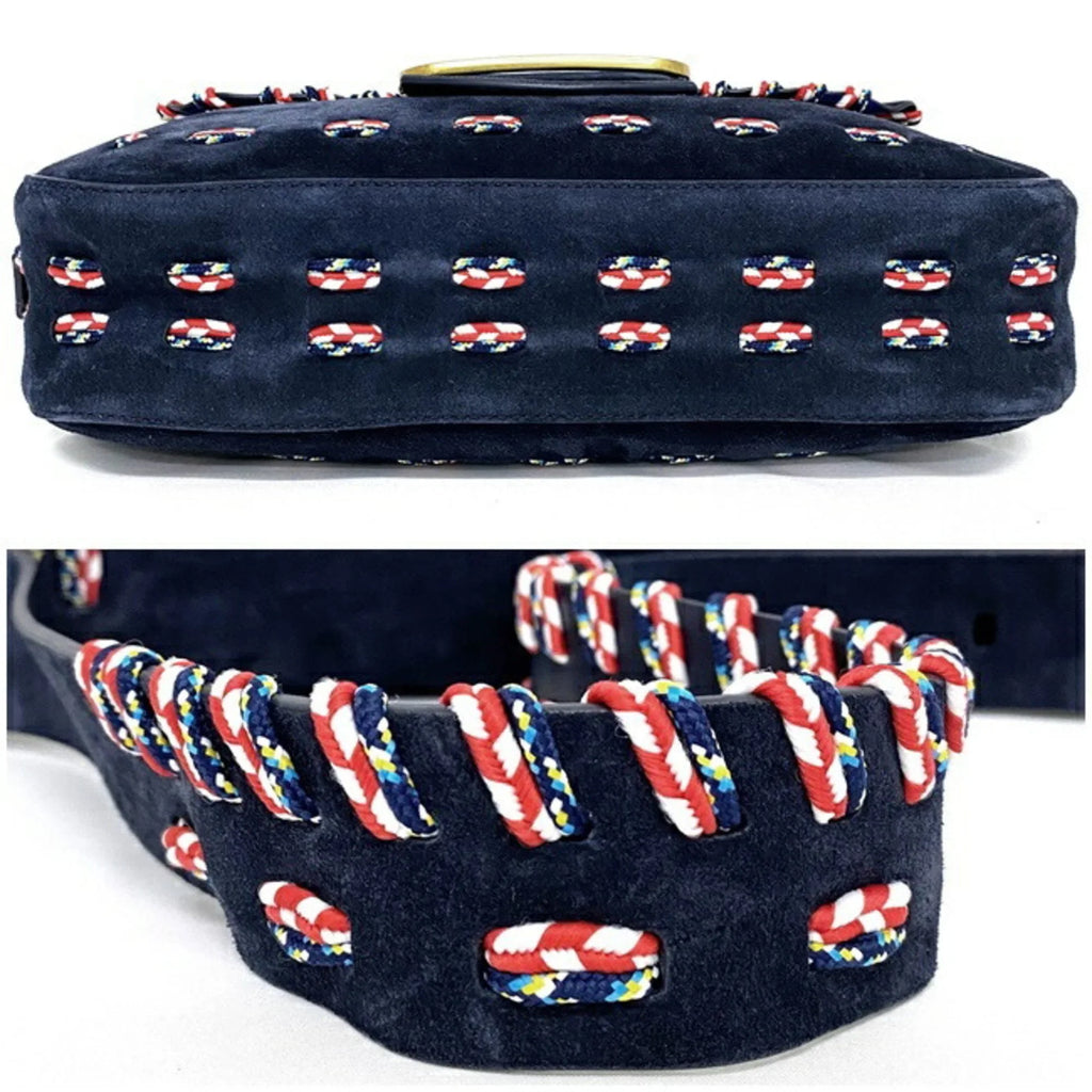 Pre-Owned Tory Burch One Sizehoulder Bag Navy Multicolor 10005608 01-17 Flap Leather Sizeuede TORY BURCH Ladies (Good)