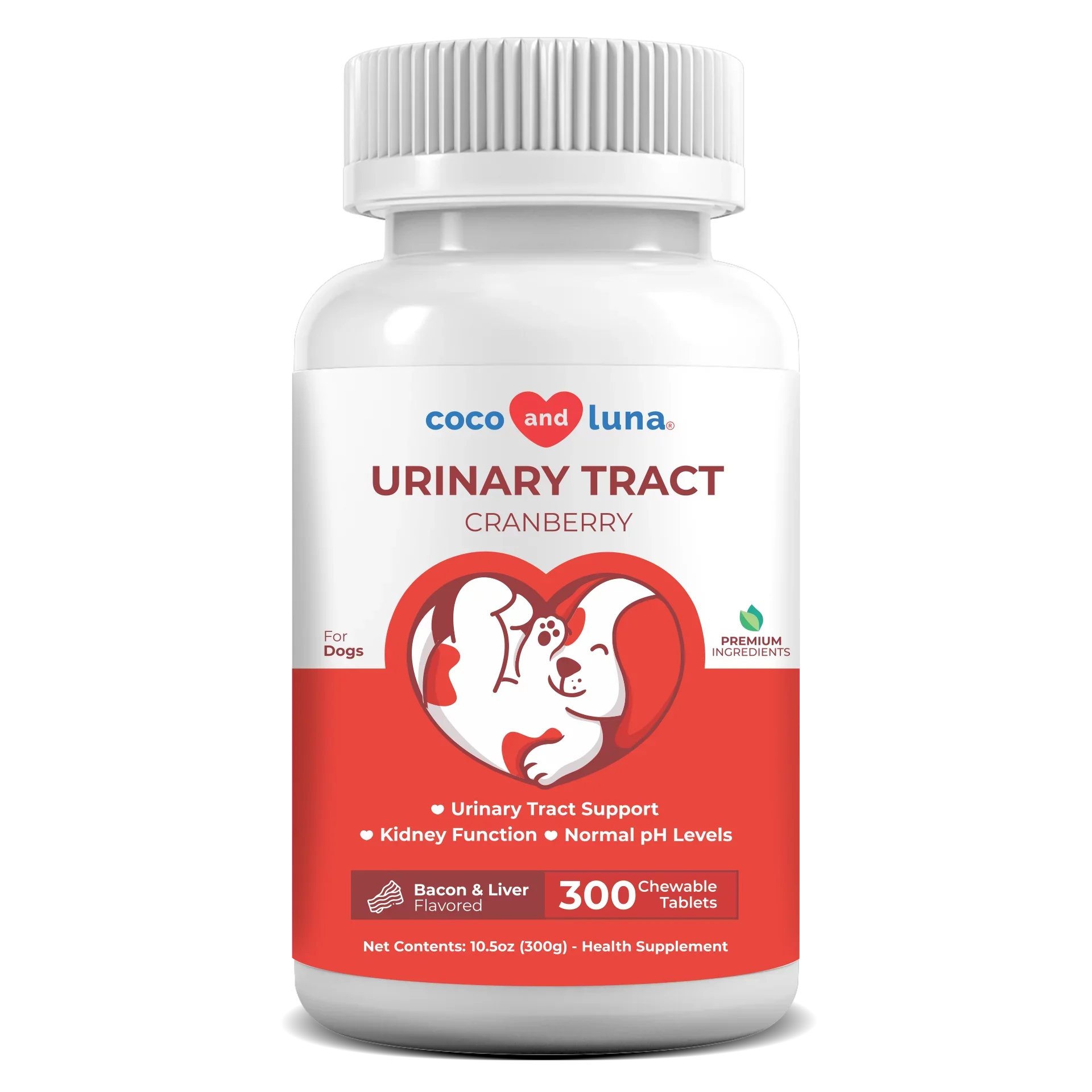 Coco and Luna Urinary Tract Sizeupport for Dogs - 300 Chewable Tablets