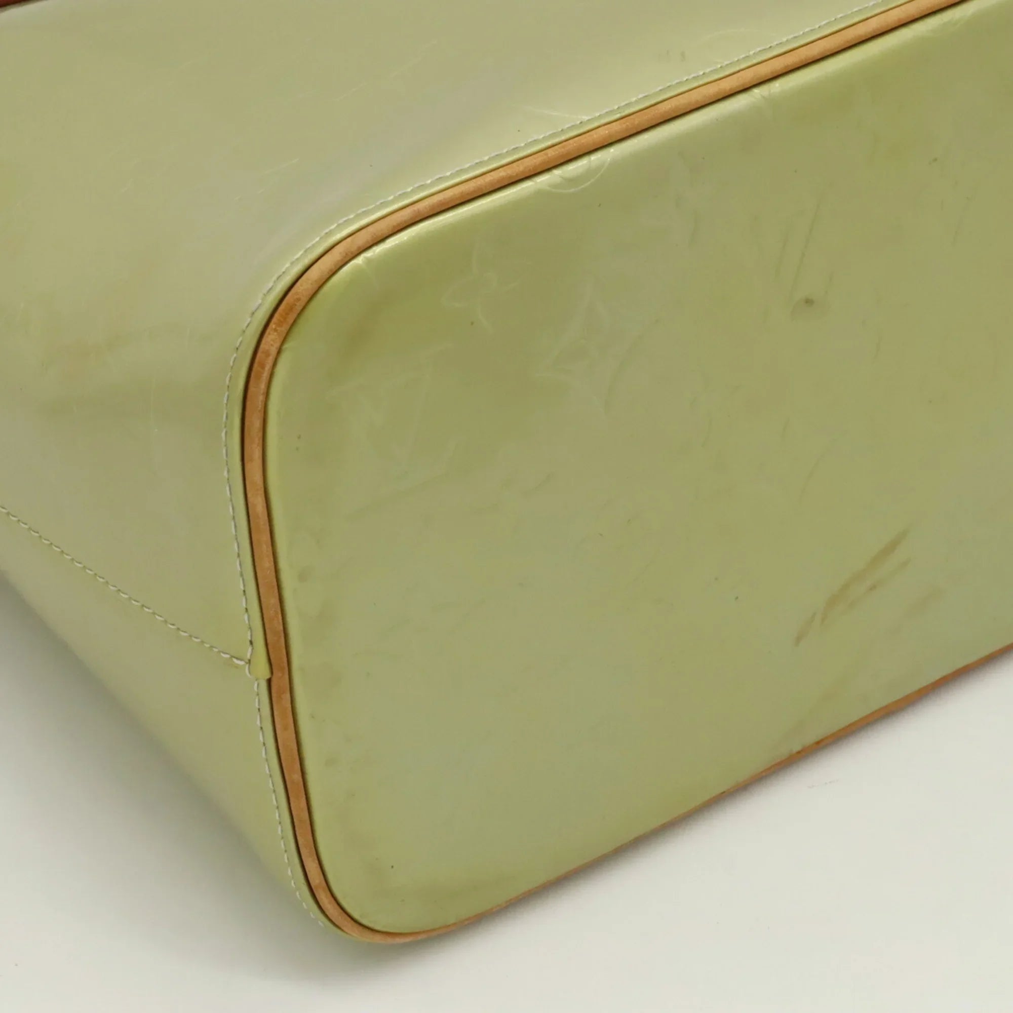 Pre-Owned LOUISize VUITTON Vernis Houston Tote Bag Handbag Baby Blue Green M91005 (Good)