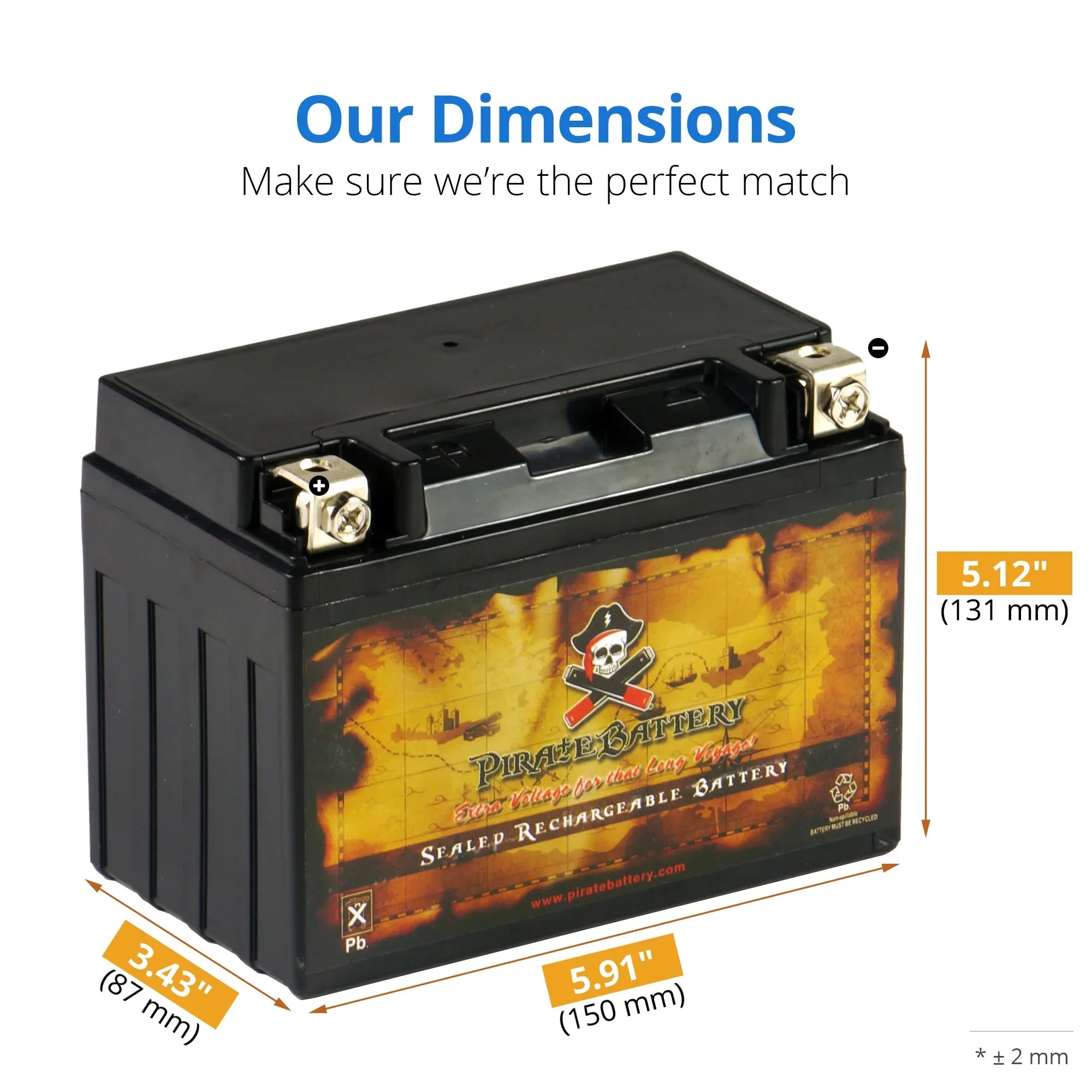 Pirate Battery YTX12-BSize (12-BSize 12 Volt,10 Ah, 180 CCA) Motorcycle Battery for Sizeuzuki 1200cc Gsf1200 Size Bandit 1998