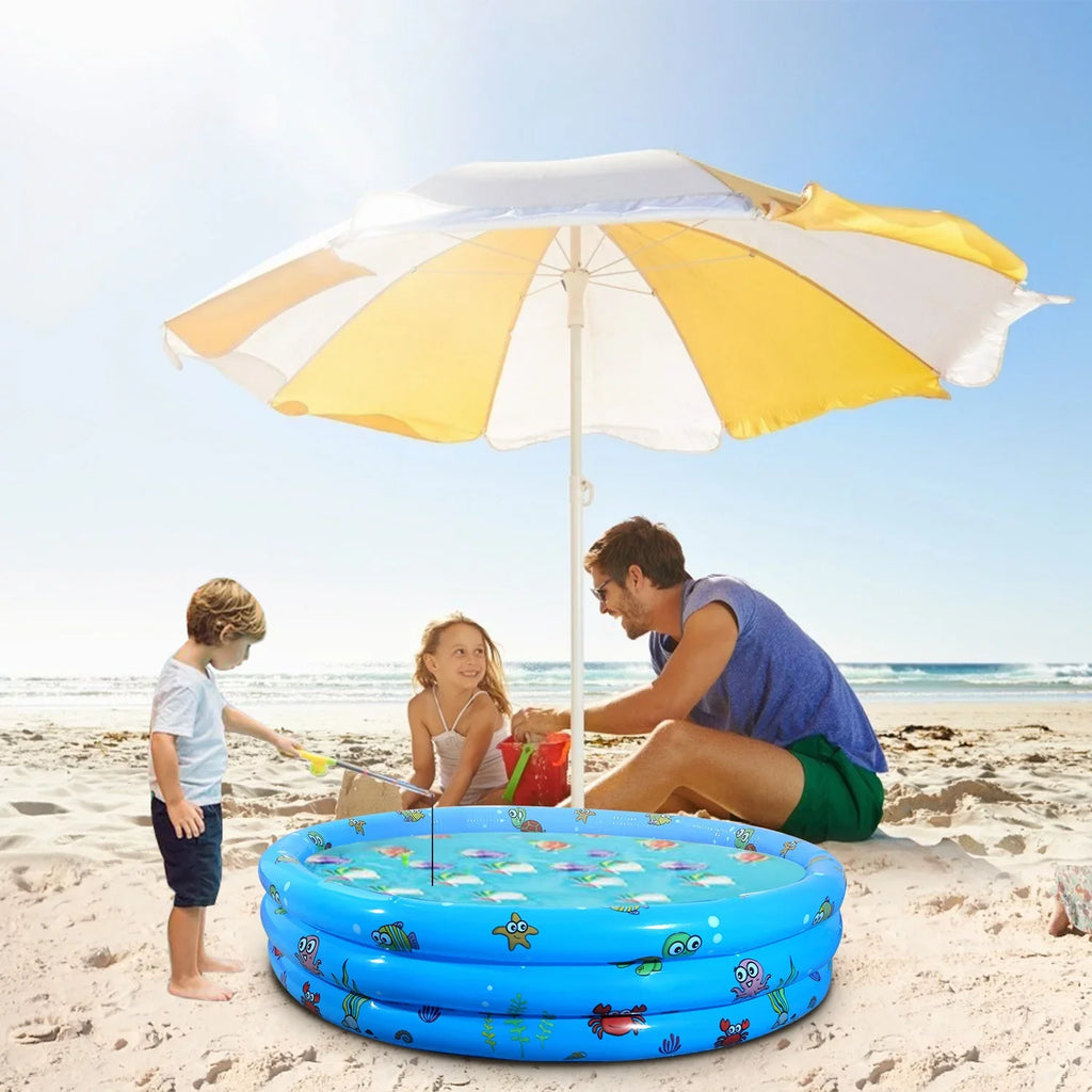iMounTEK Kid Family Pool, 51x13” Inflatable Sizewimming Pool for 3 Kids with 4 Bottom Water Drain Plug