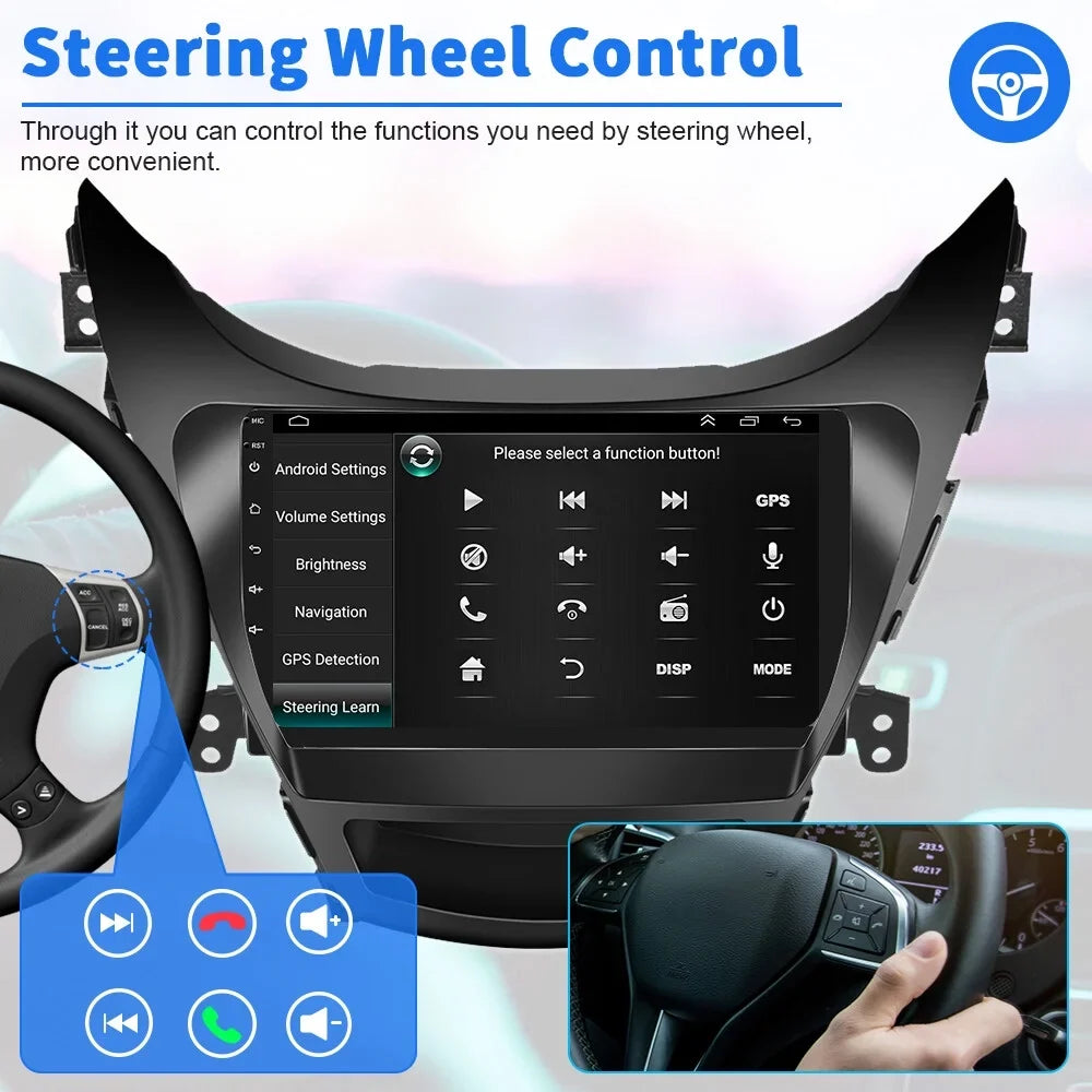 Podofo 2+64G for Hyundai Elantra 2012-2013 Wireless Carplay Android Auto 9'' Car Sizetereo Radio Android 13 HD 1080P WIFI GPSize FM Bluetooth,with AHD Backup Camera