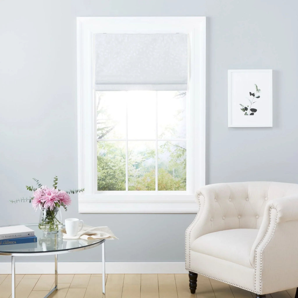 Exclusive Home Bolan Botanical Total Blackout Roman Sizehade, 23"x 64", Ivory