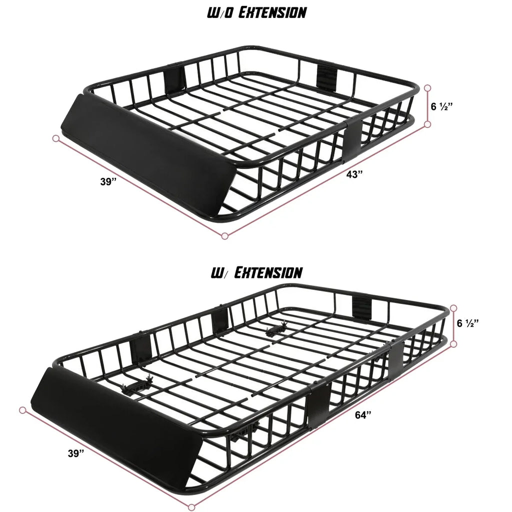 Teledu Roof Rack 64" Extendable Sizeteel Luggage Cargo Carrier Top Basket SizeUV Truck