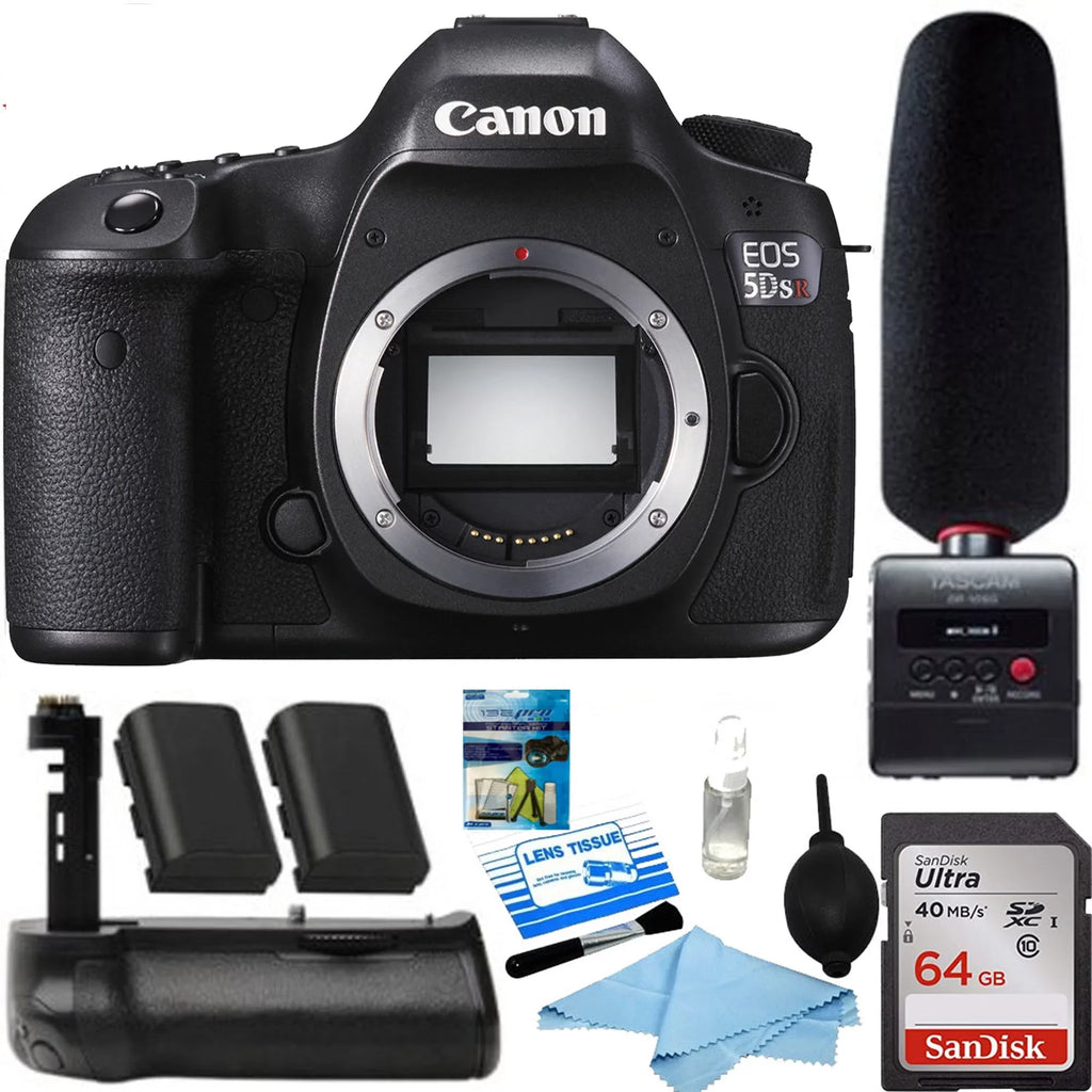 Canon EOSize 5DSize R 50.6MP DSizeLR Camera (Body) +Tascam Audio Recorder & Microphone Kit