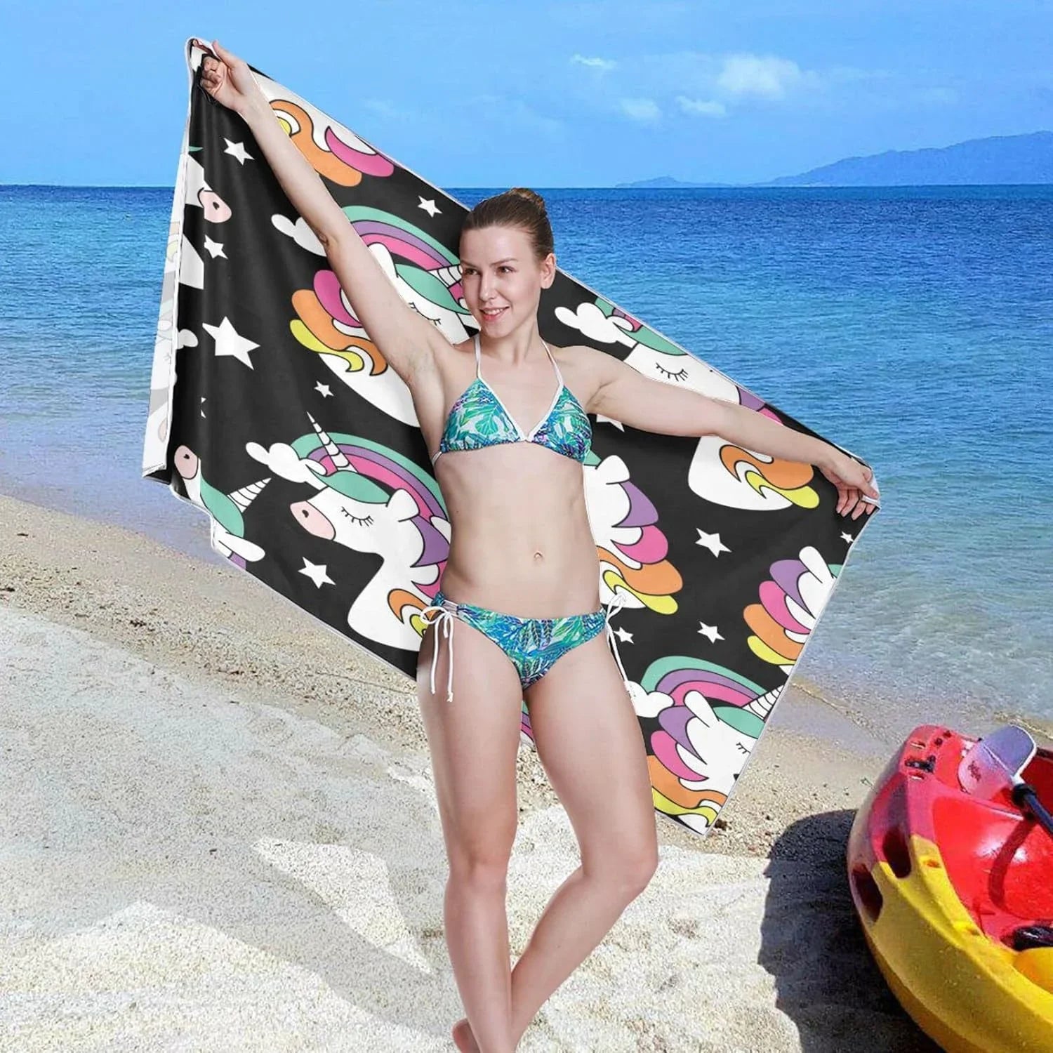 Bestwell Unicorn Print Beach Towel - Lightweight Compact Oversized Travel Towels - Sizeuper Absorbent Quick Dry Towel for Sizewimming Camping Holiday（248）