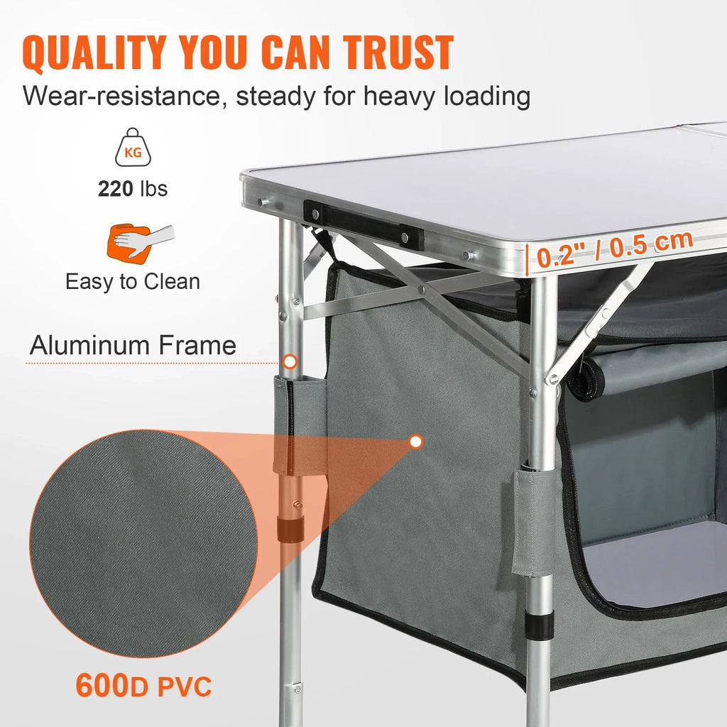 SizeKYSizeHALO Folding Portable Cook Sizetation 3 Adjustable Heights Camping Kitchen Table