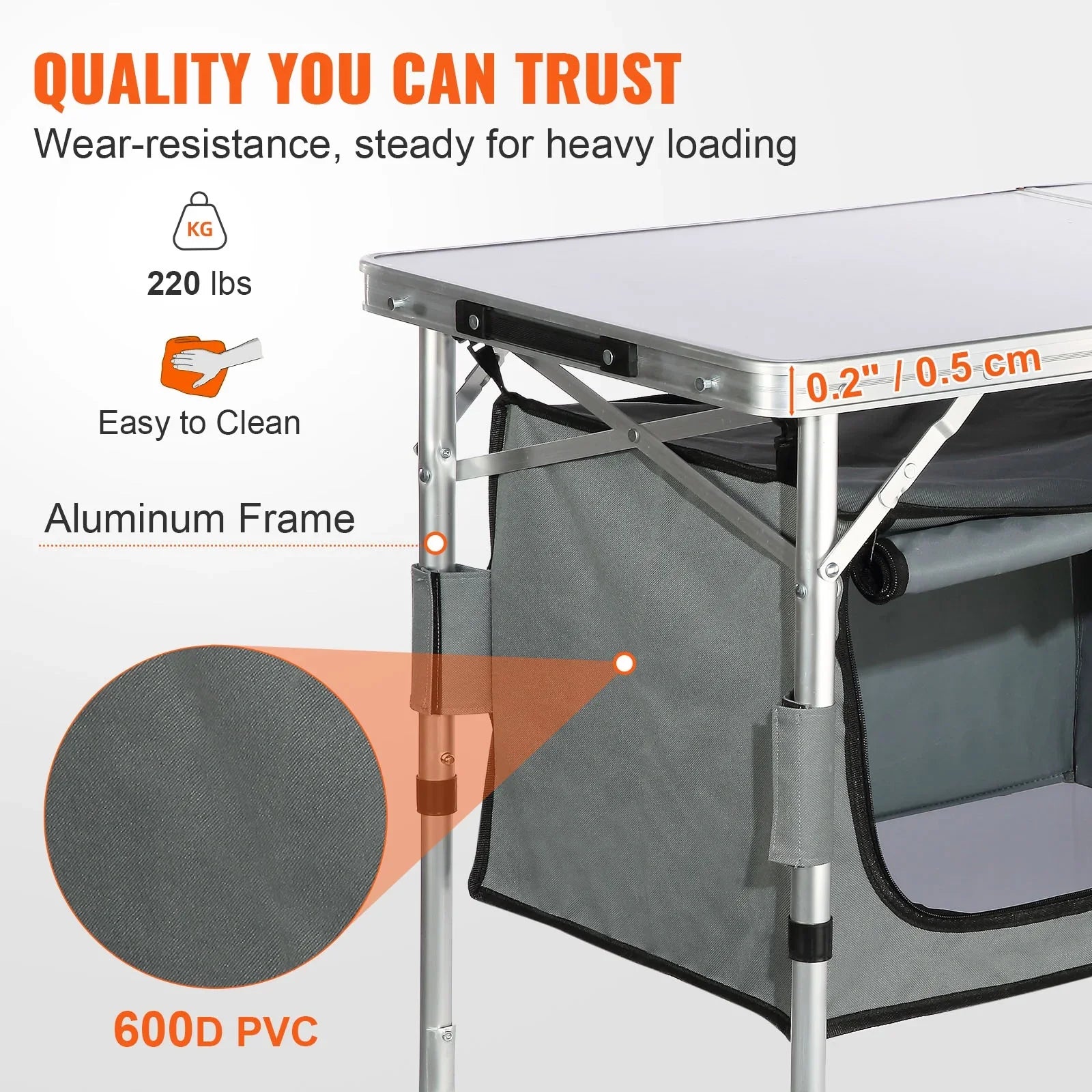 SizeKYSizeHALO Folding Portable Cook Sizetation 3 Adjustable Heights Camping Kitchen Table