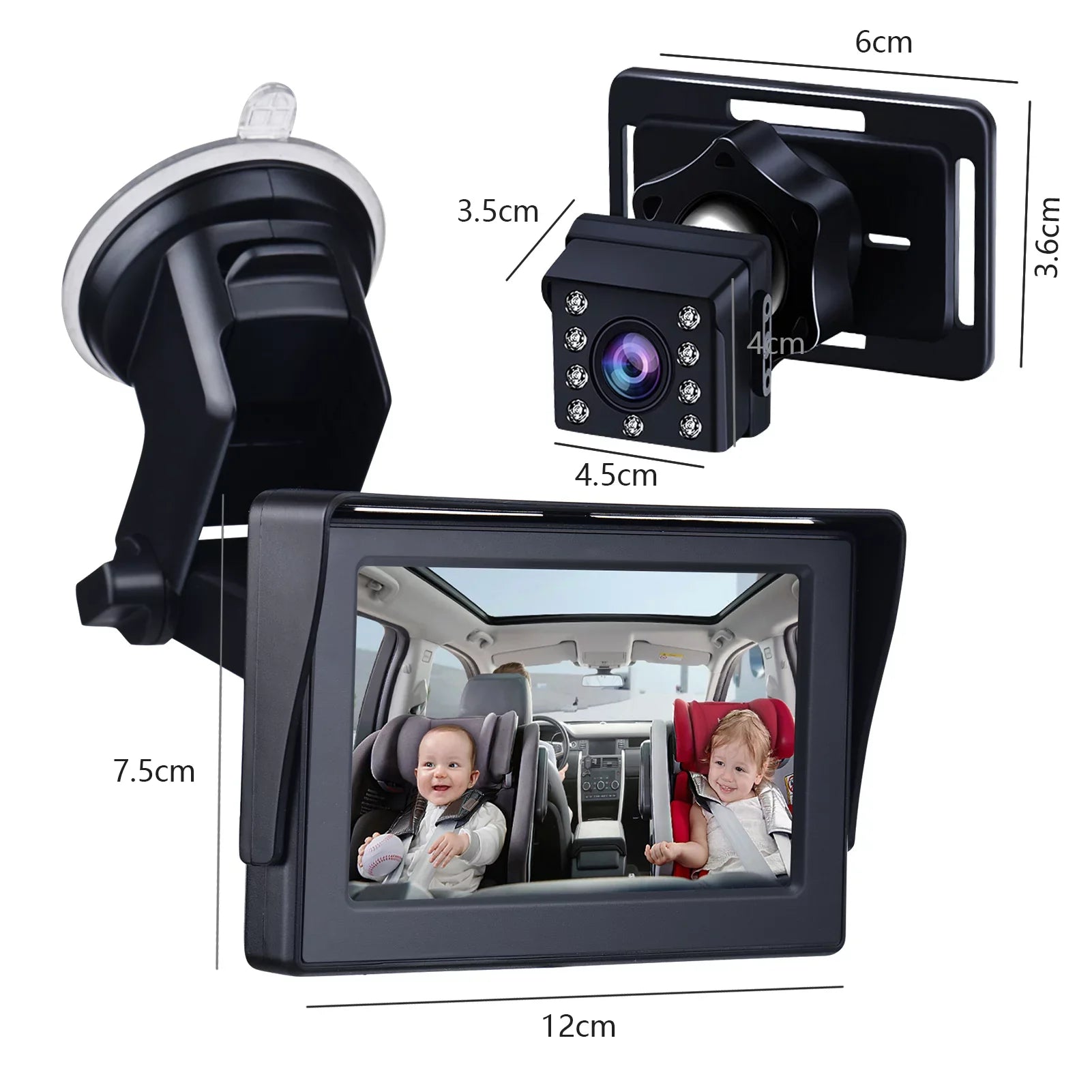 Car Mirror 1080P 4.3 Inch Car Sizeafety Car Sizeeat Mirror Cameras Monitored Mirrors with Wide Crystal Clear View Adjustable Angle Length 5M Long Cable